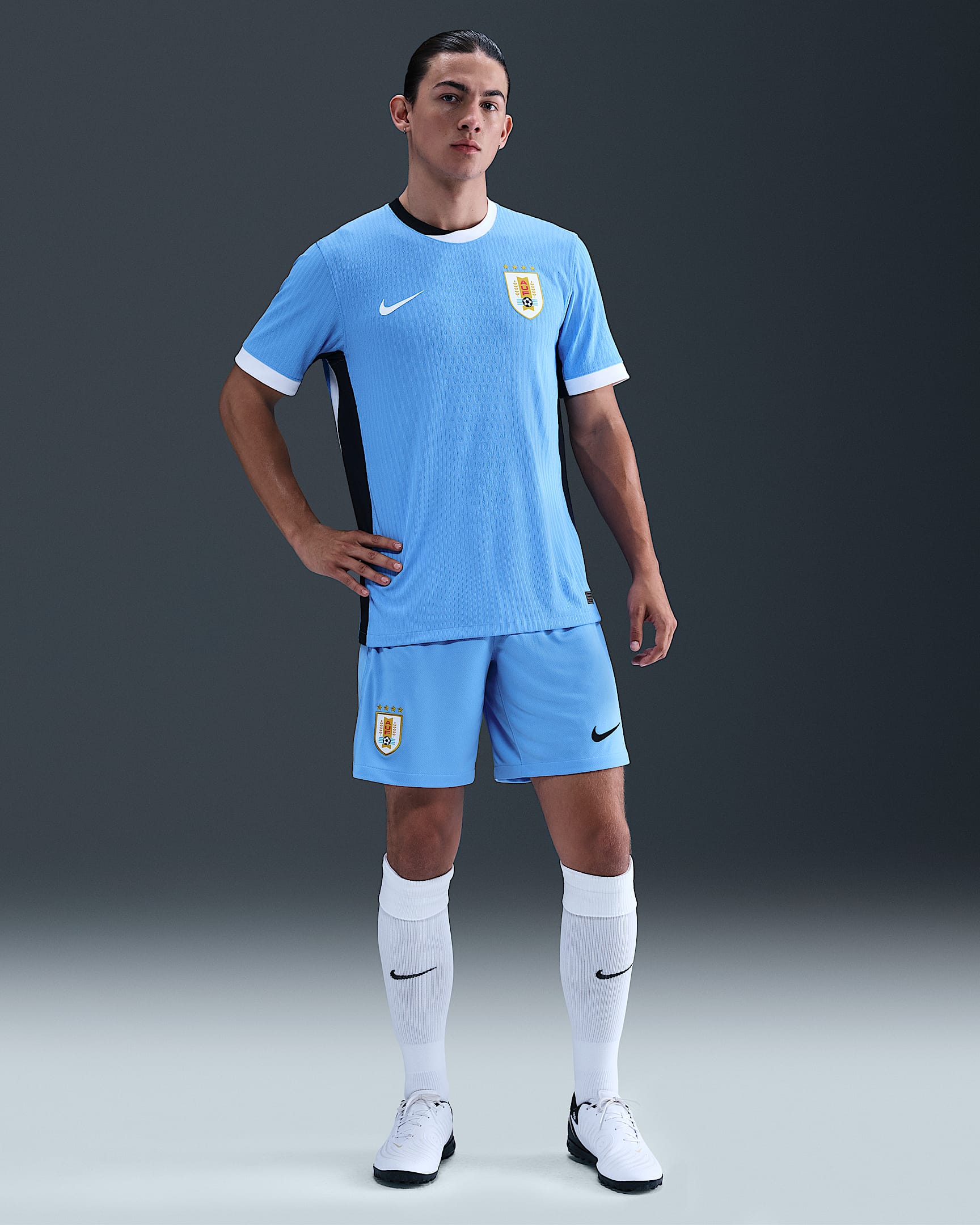 Shorts de fútbol Nike Dri-FIT Replica de Uruguay visitante 2024/25 Stadium para hombre - Azul universitario/Negro