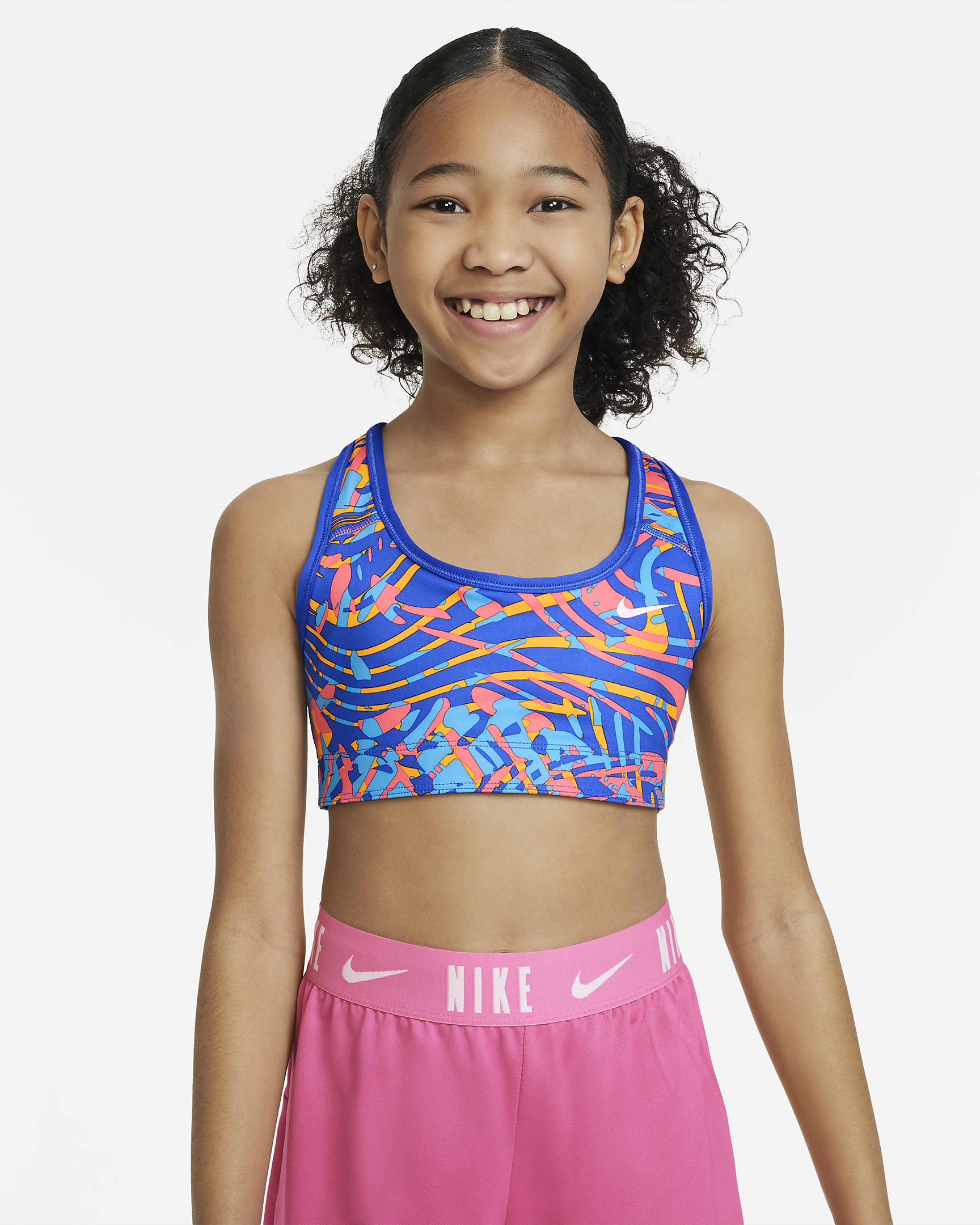 Nike Swoosh Older Kids' (Girls') Reversible Sports Bra - Hyper Royal/Baltic Blue