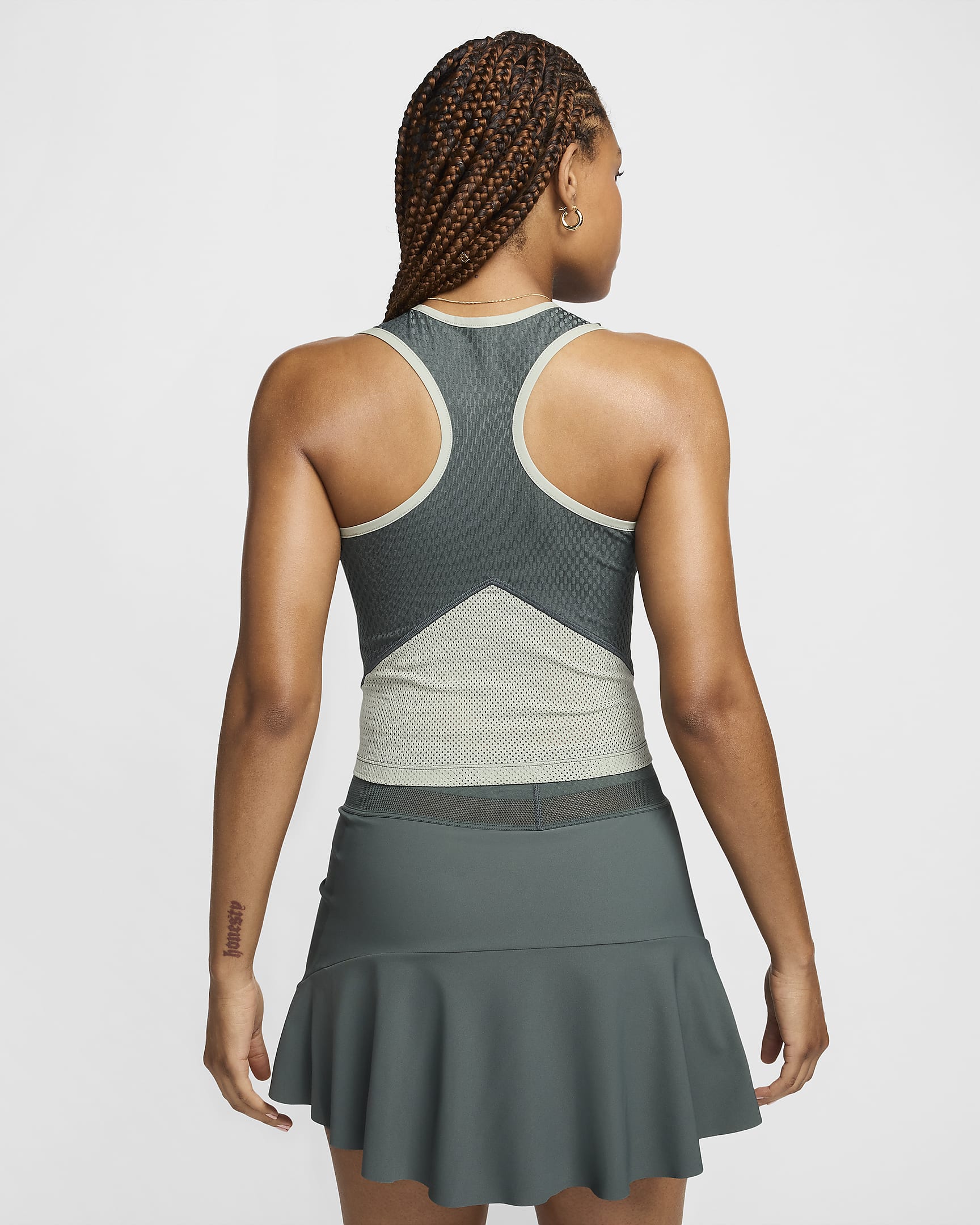 Débardeur de tennis NikeCourt Slam Dri-FIT pour femme - Vintage Green/Jade Horizon/Jade Horizon/Blanc