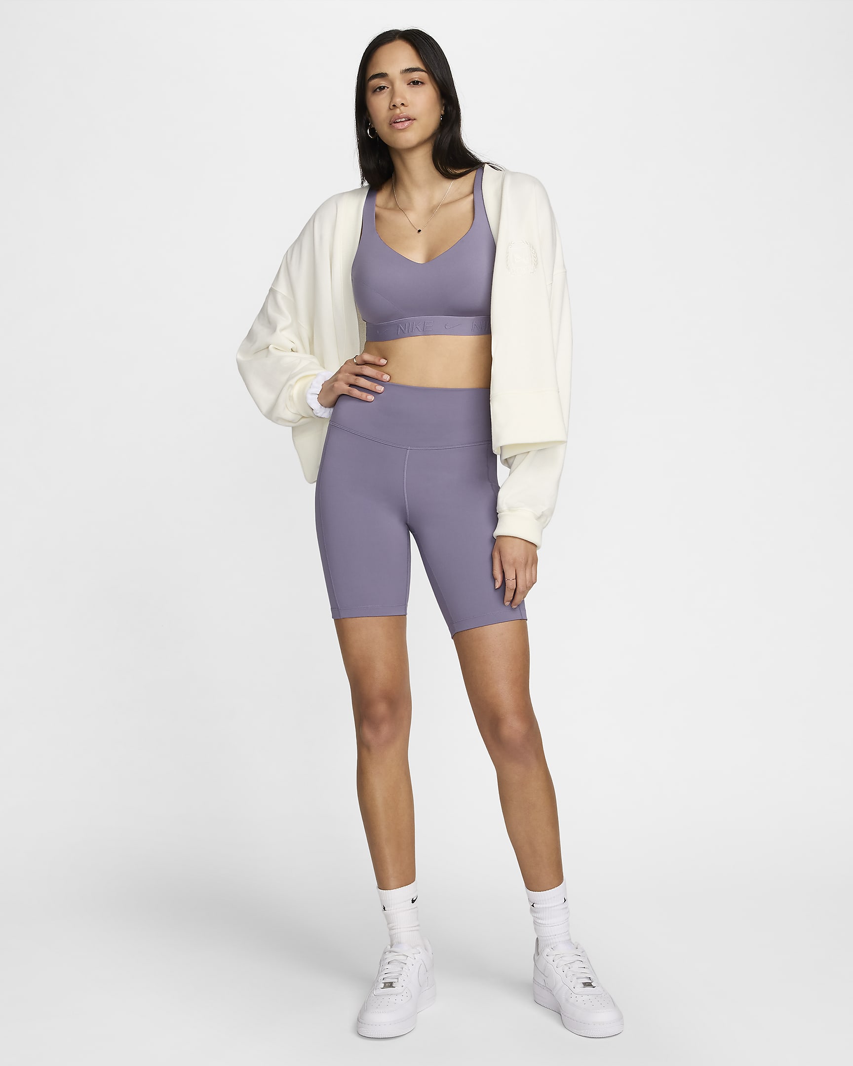 Shorts da ciclista 20 cm a vita alta Nike One Leak Protection: Period – Donna - Daybreak/Nero