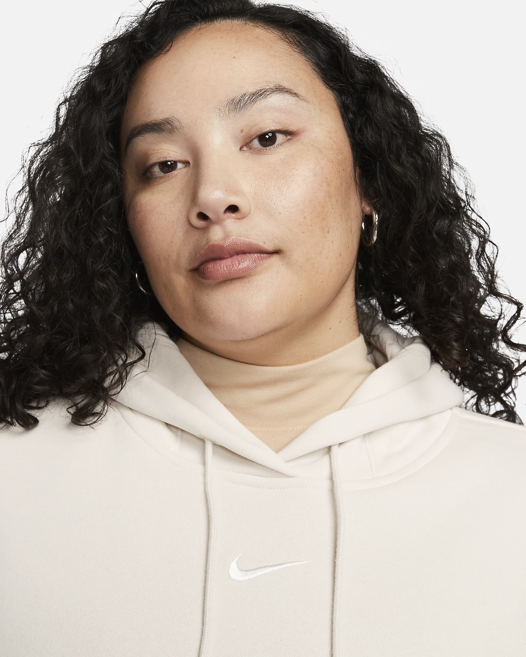 Oversized Nike Sportswear Phoenix Fleece-pullover-hættetrøje til kvinder (plus size) - Light Orewood Brown/Sail