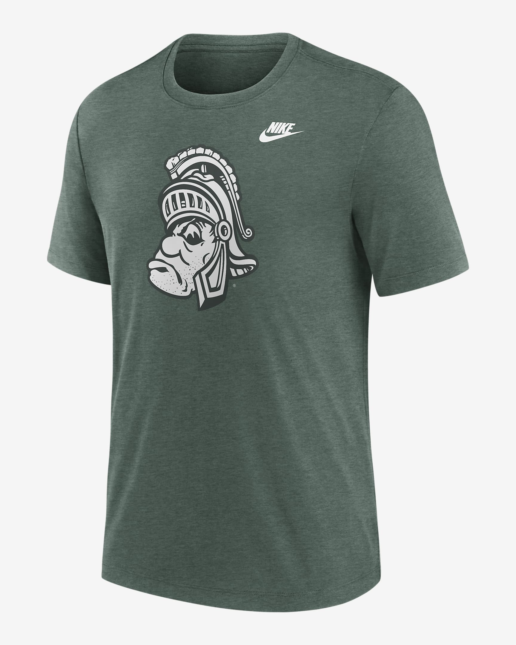 Michigan State Spartans Blitz Evergreen Legacy Primary Men's Nike College T-Shirt - Green Heather