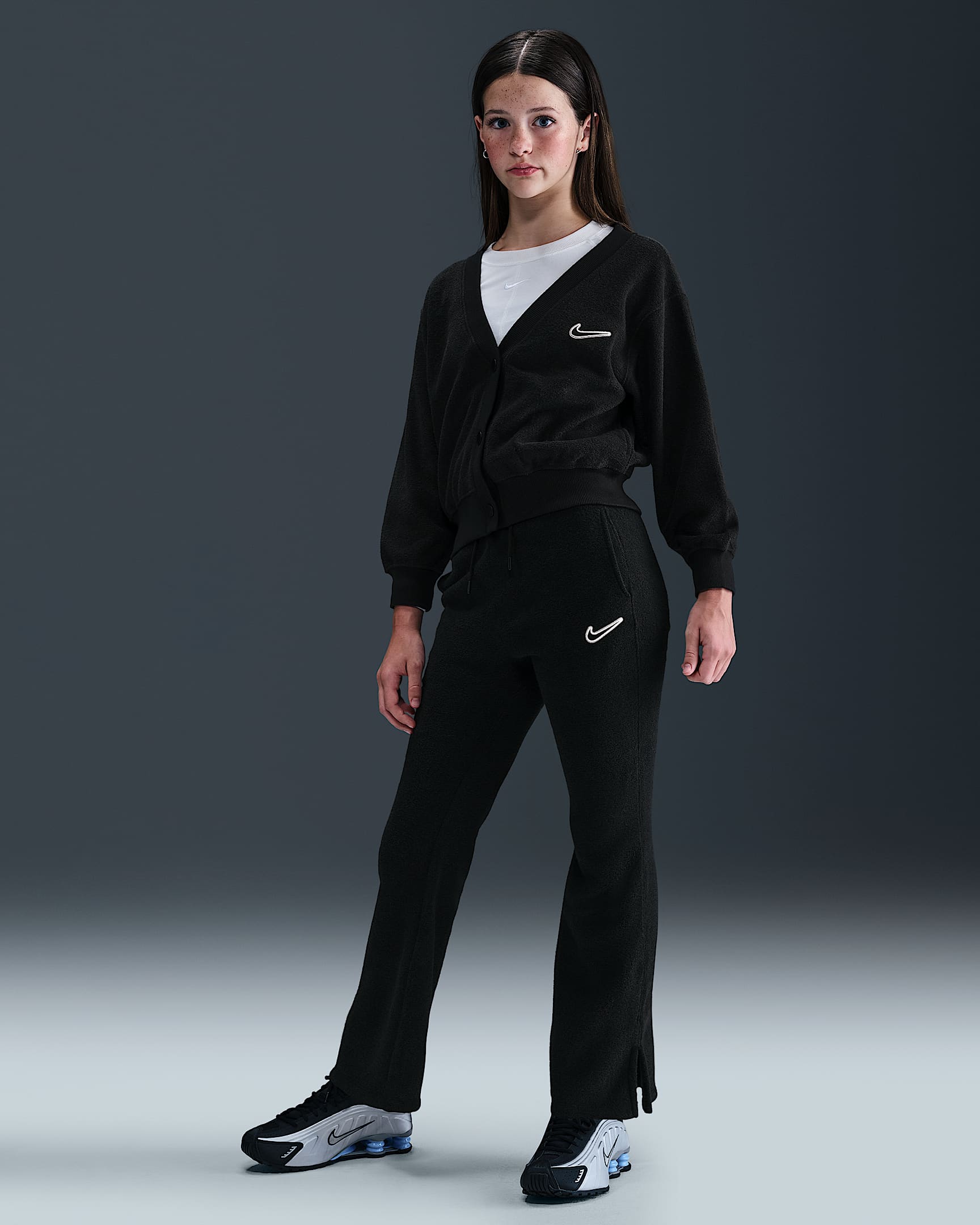 Nike Sportswear Big Kids' (Girls') Fleece Pants - Black/White