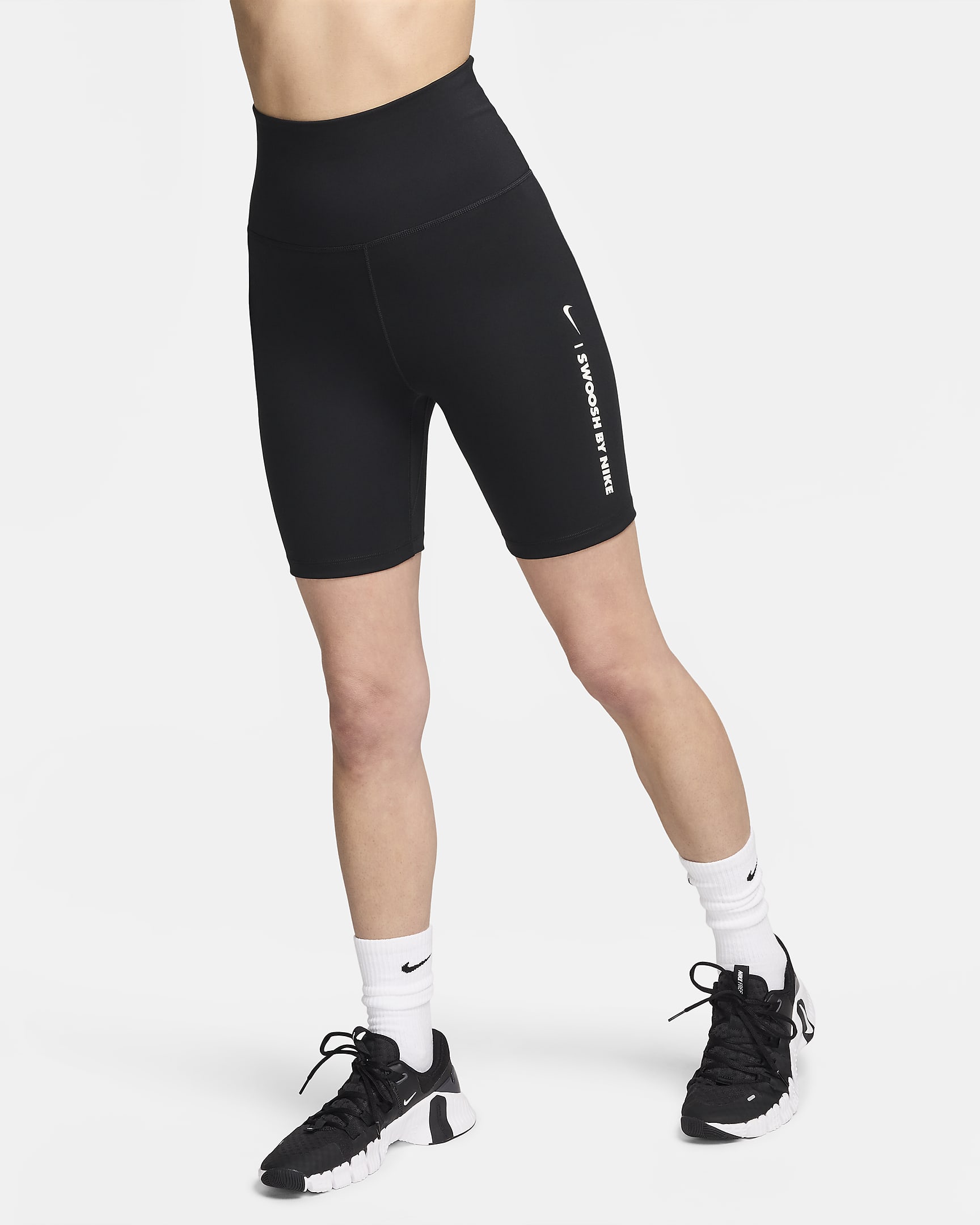 Cykelshorts Nike One med hög midja 18 cm för kvinnor - Svart/Sail