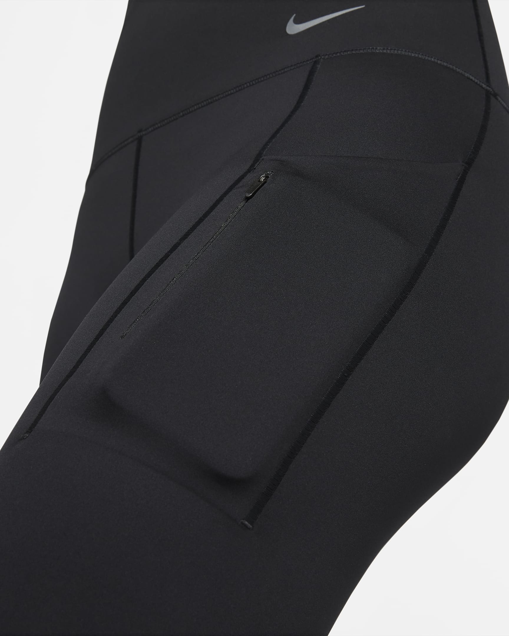 Nike Go leggings i 7/8 lengde med høyt liv og lommer til dame - Svart/Svart