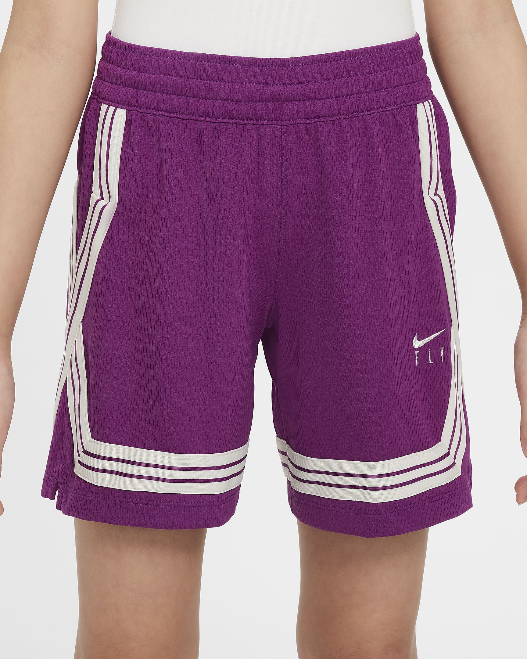 Shorts de básquetbol para niña talla grande Nike Fly Crossover - Violeta viotech/Hueso claro/Hueso claro