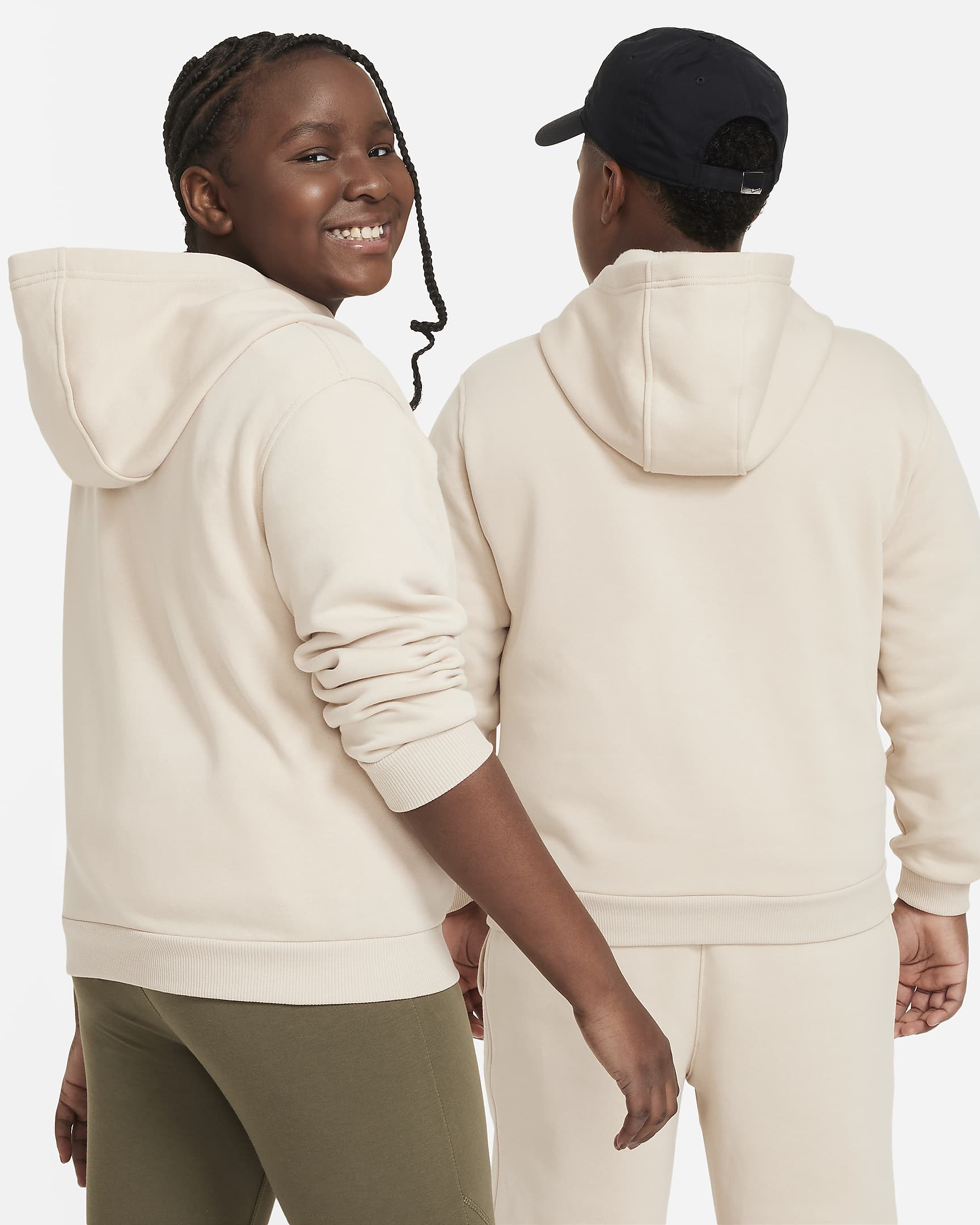 Sudadera con gorro sin cierre para niños talla grande (talla amplia) Nike Sportswear Club Fleece - Duna/Blanco