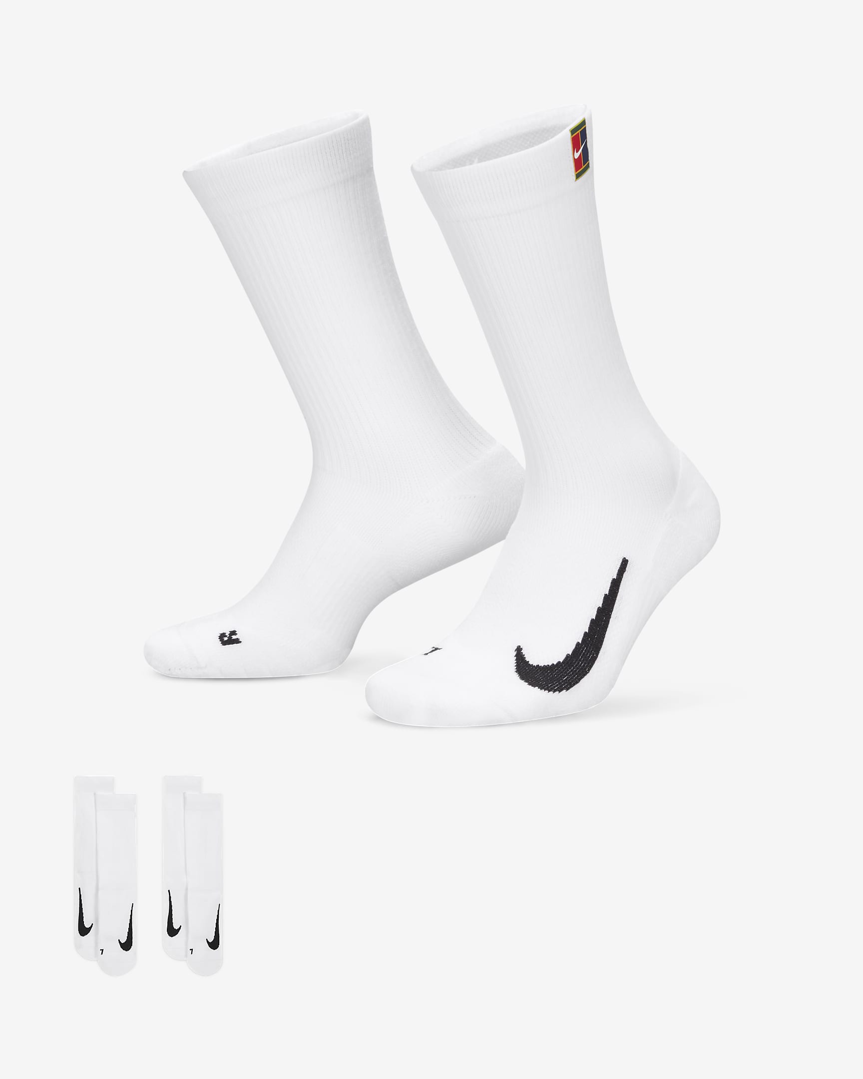 NikeCourt Multiplier Cushioned Tennis-Crew-Socken (2 Paar) - Weiß/Weiß