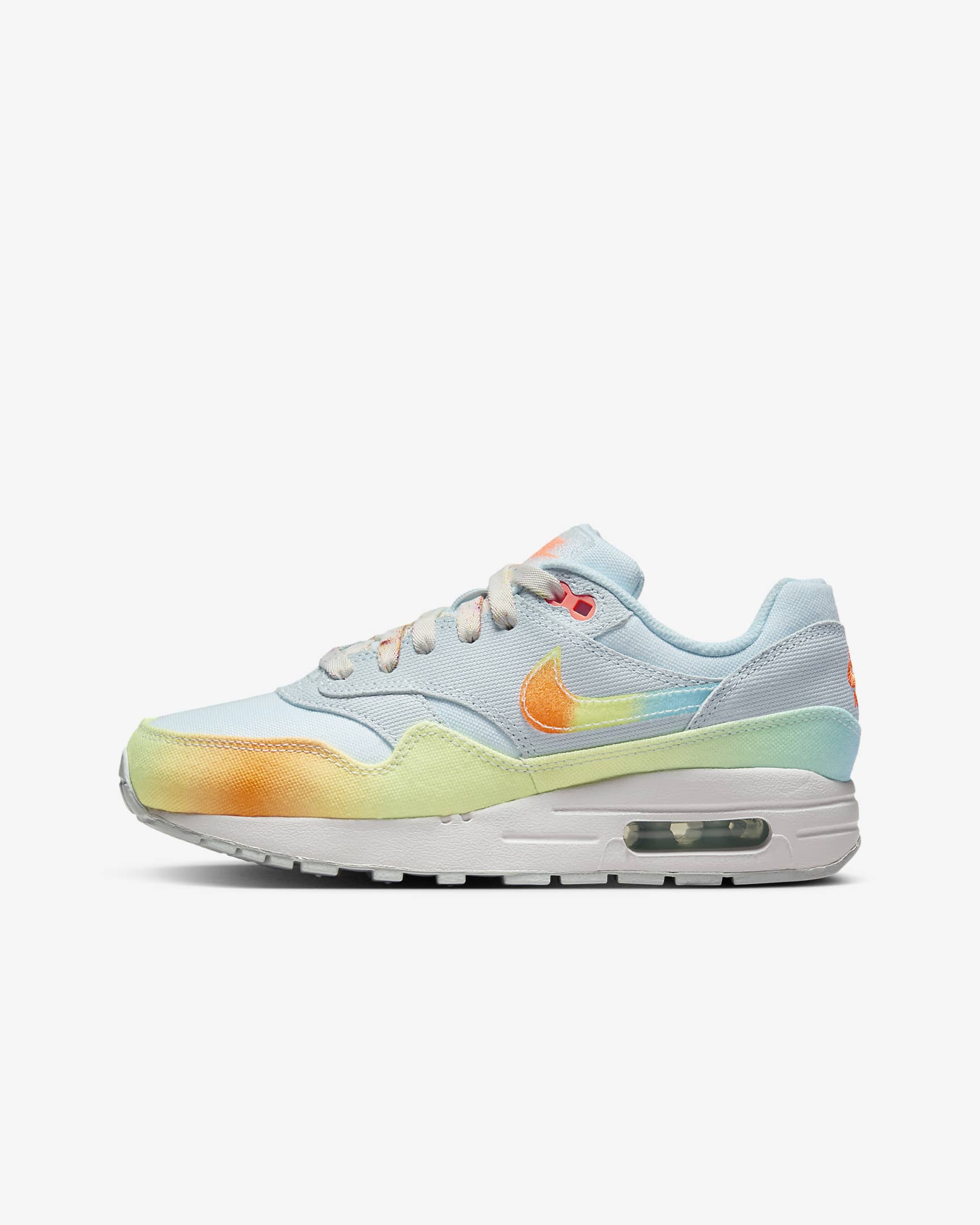 Nike Air Max 1 Older Kids' Shoes - Glacier Blue/White/Light Lemon Twist/Total Orange