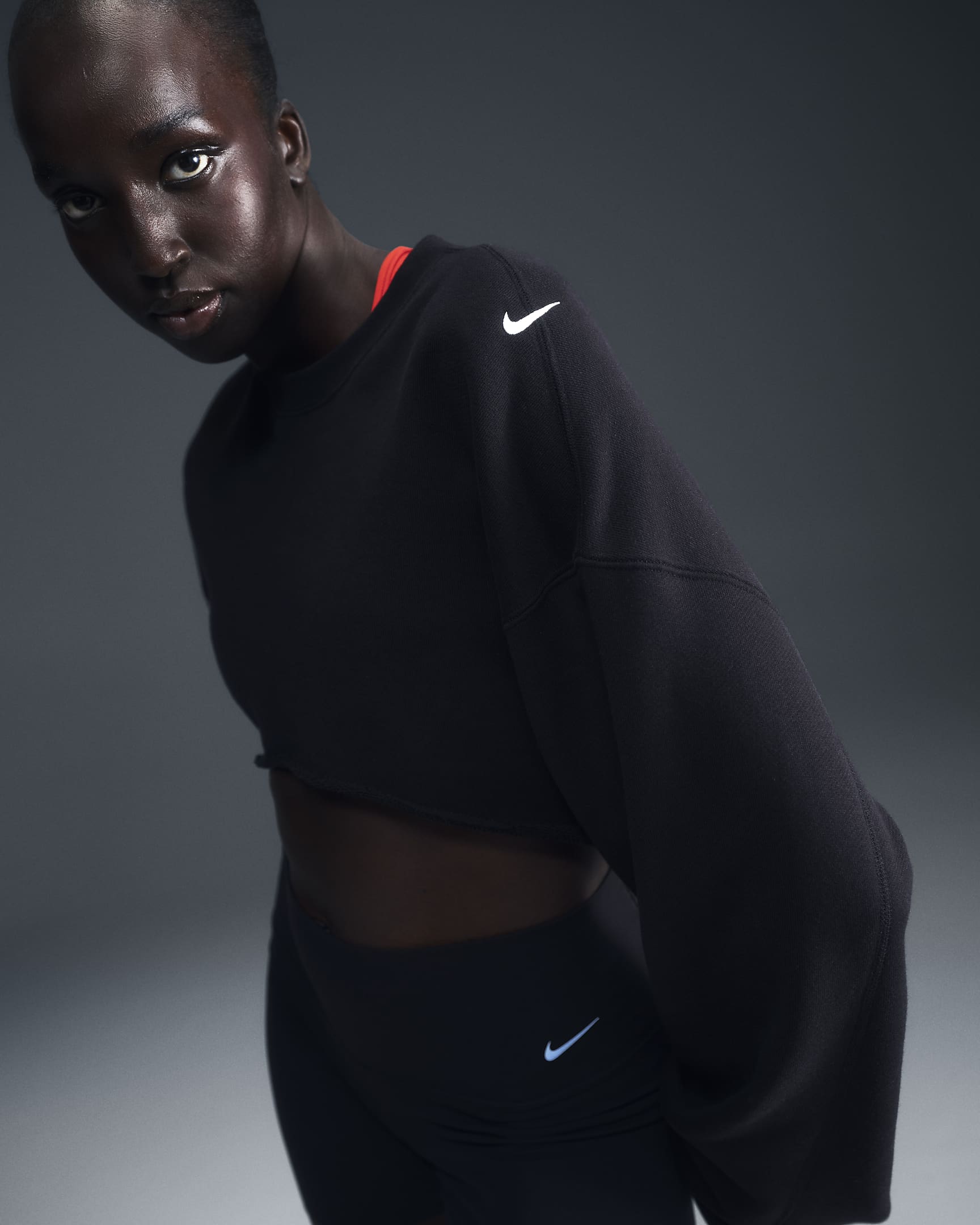 Dámská prostorná mikina Nike Sportswear z francouzského froté s kapucí - Černá/Sail