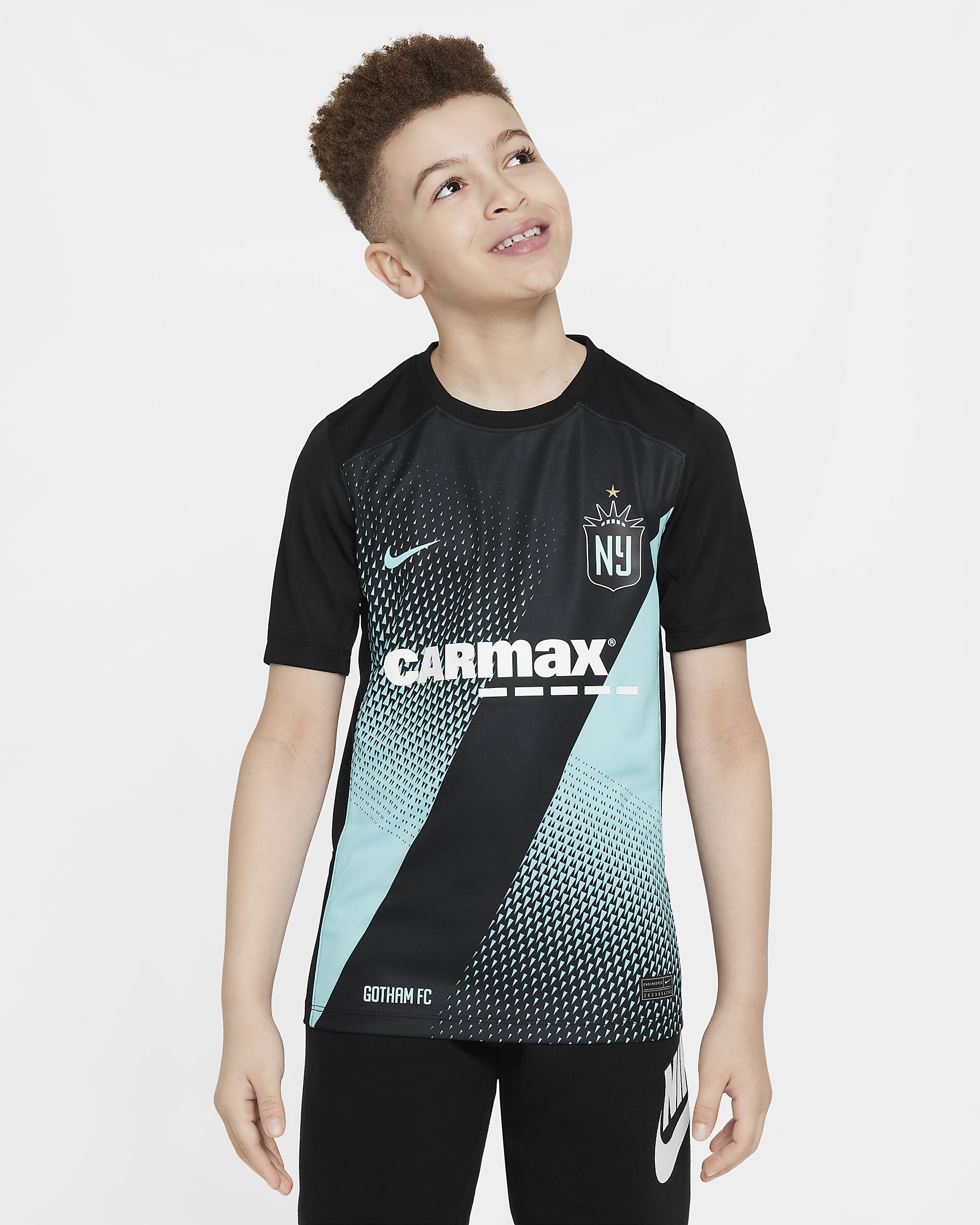 Jersey Nike Dri-FIT de la NWSL tipo réplica para niños talla grande NJ/NY Gotham FC 2024 Stadium Primary - Negro