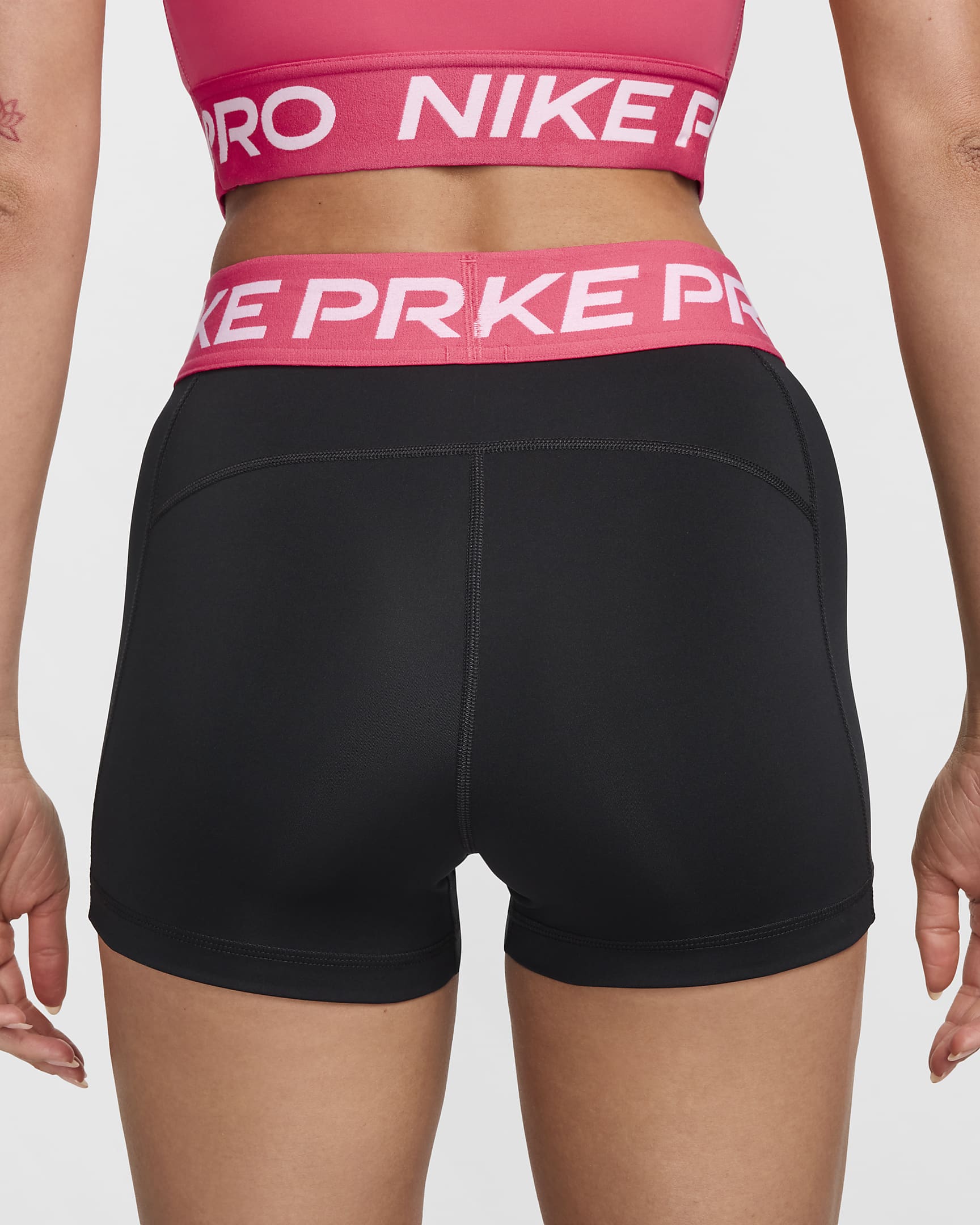 Shorts de 7.5 cm para mujer Nike Pro - Negro/Rosa margarita/Blanco