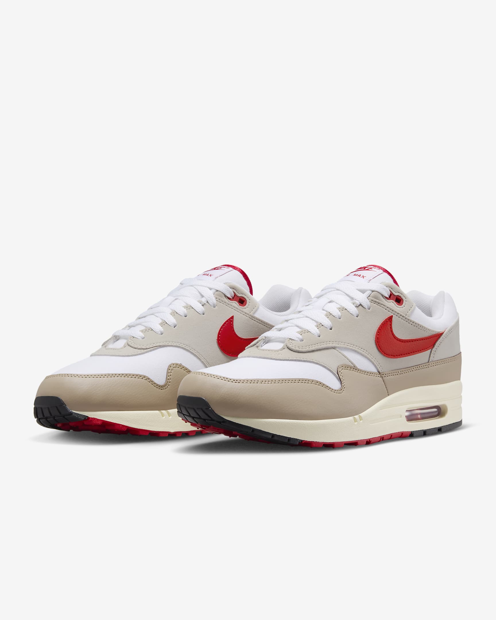 Nike Air Max 1 Men's Shoes - White/Cream II/Limestone/University Red