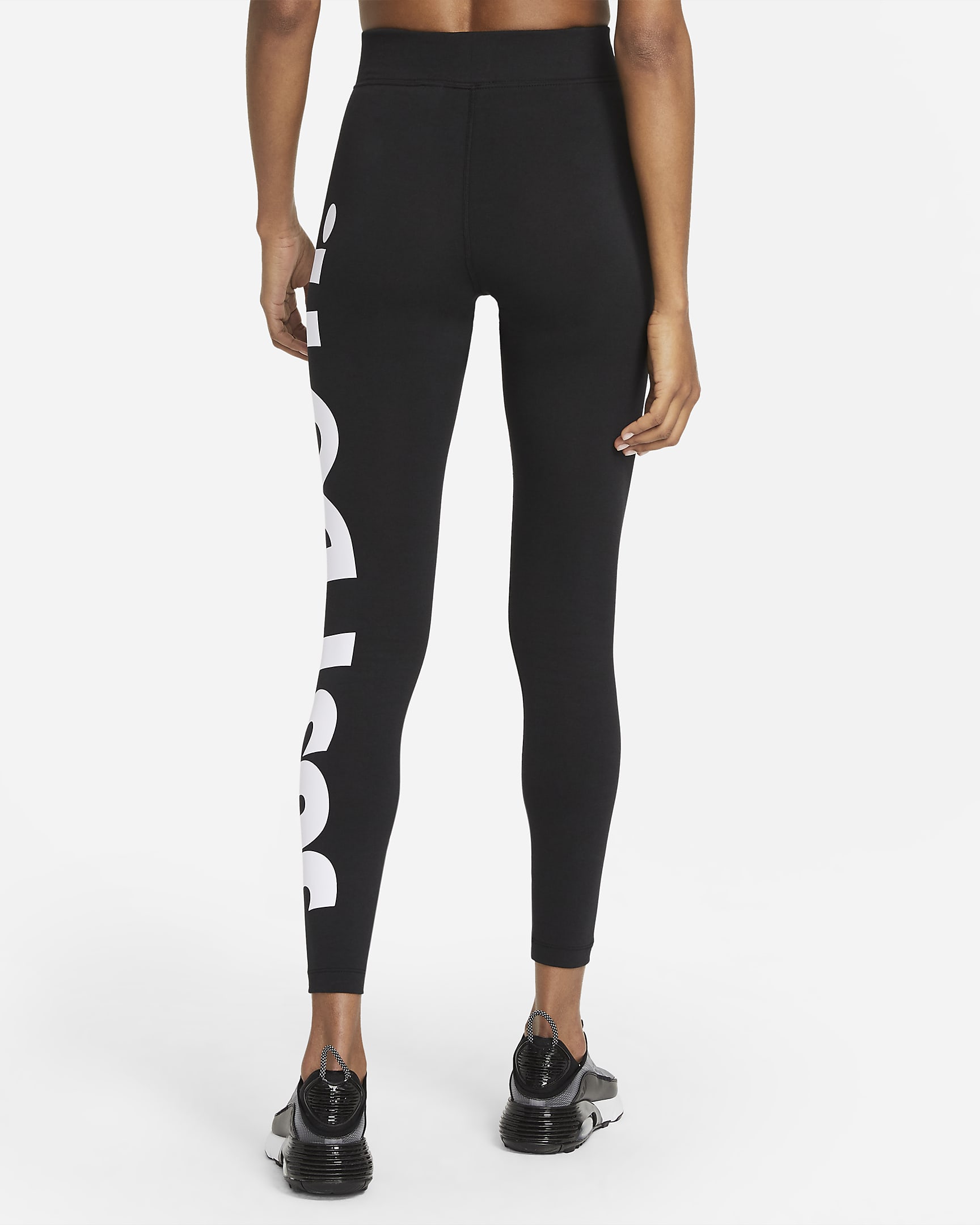 Nike Sportswear Essential leggings med grafikk og høyt liv til dame - Svart/Hvit