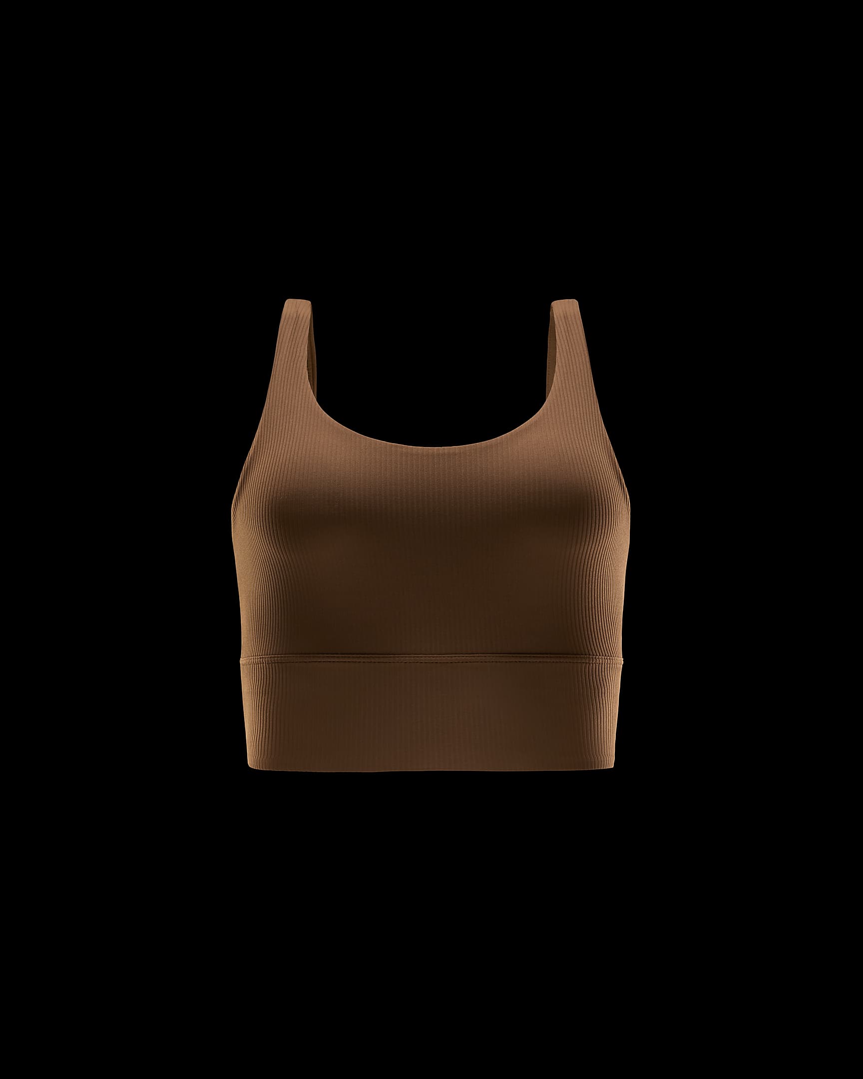 Bra deportivo de baja sujeción de talle largo con almohadillas para mujer Nike Zenvy Rib - Tostado británico claro/Tostado británico claro/Blanco