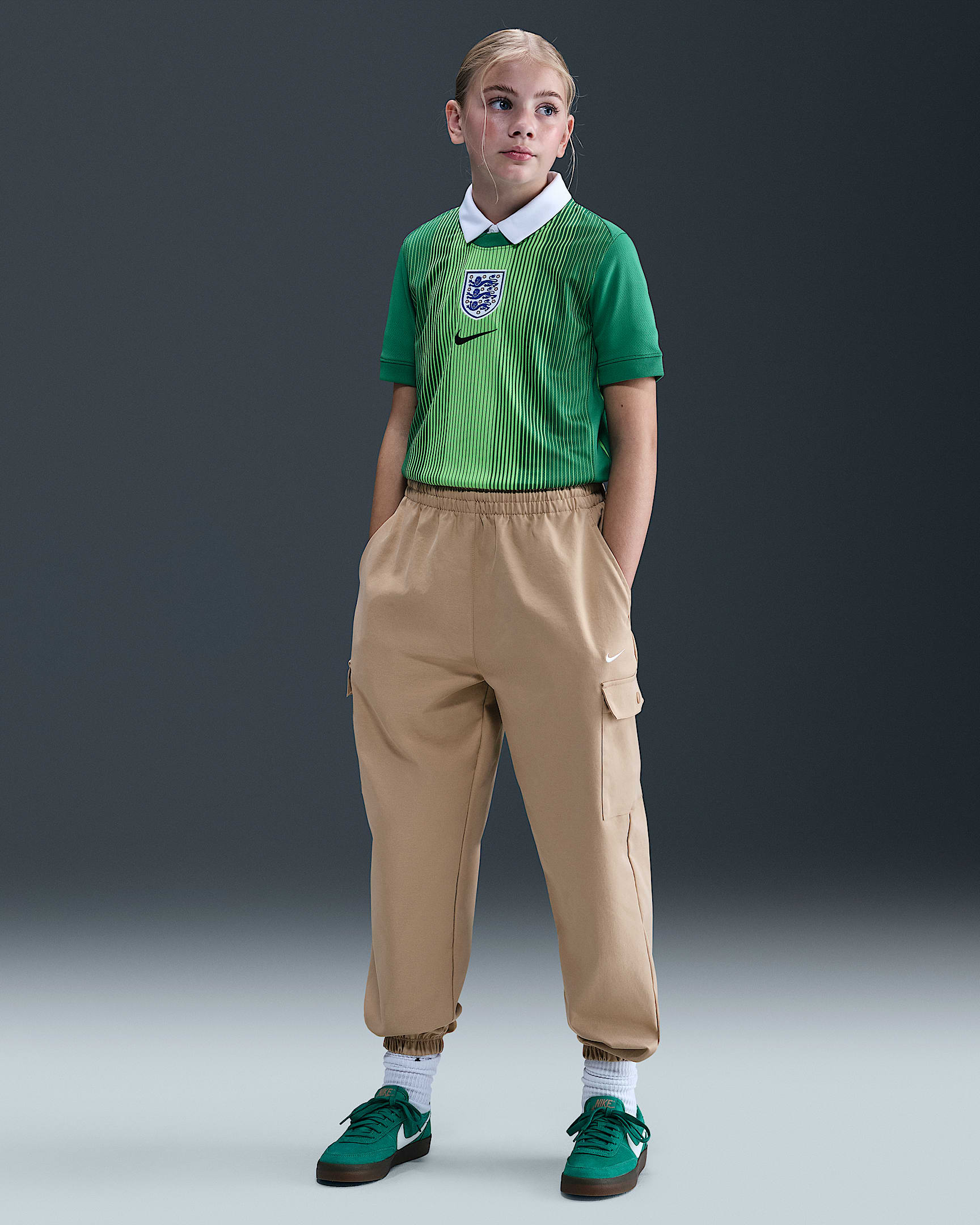 Nike Sportswear 女童工裝褲 - Hemp/白色