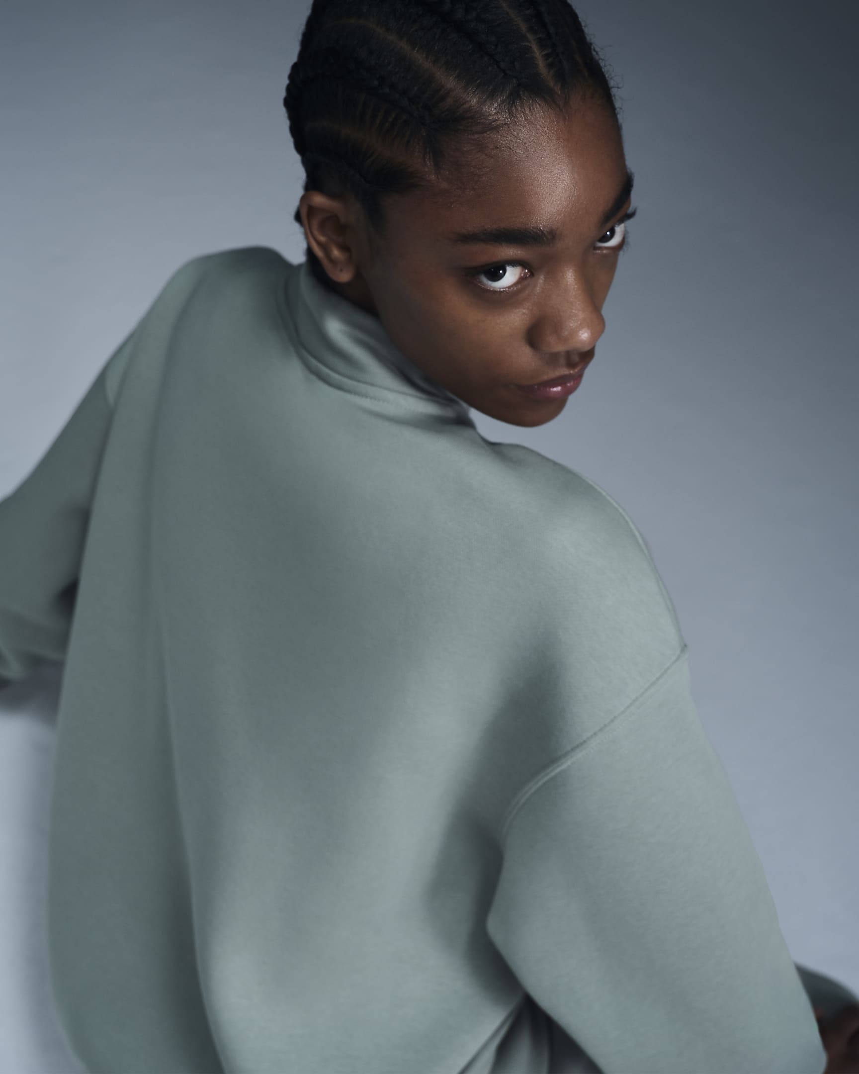 Haut oversize à logo à 1/4 de zip Nike Sportswear Phoenix Fleece pour femme - Jade Horizon/Light Orewood Brown/Sequoia