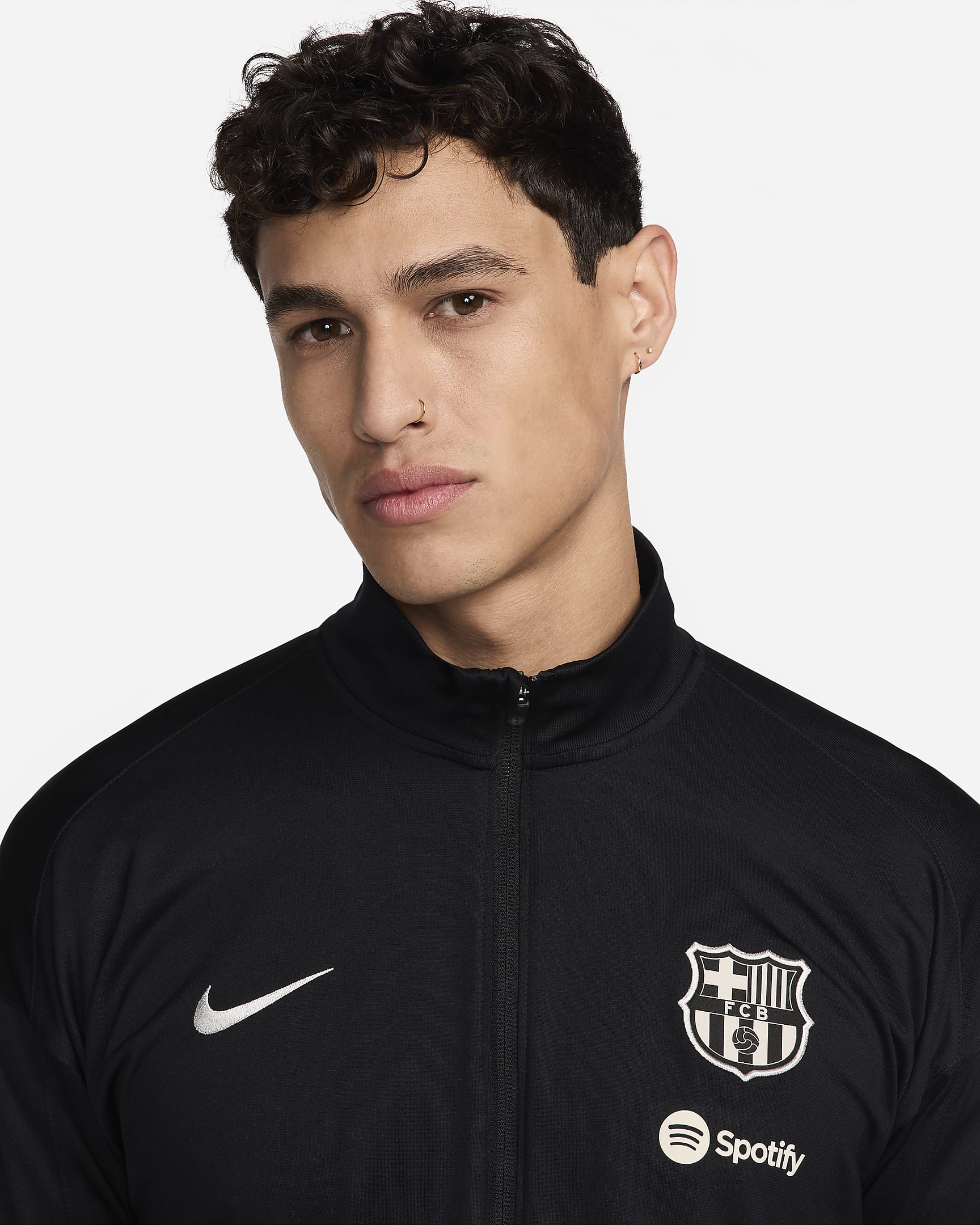 Fato de treino de futebol de malha Nike Dri-FIT Strike FC Barcelona para homem - Preto/Vermelho Noble/Azul Royal intenso/Castanho Orewood claro