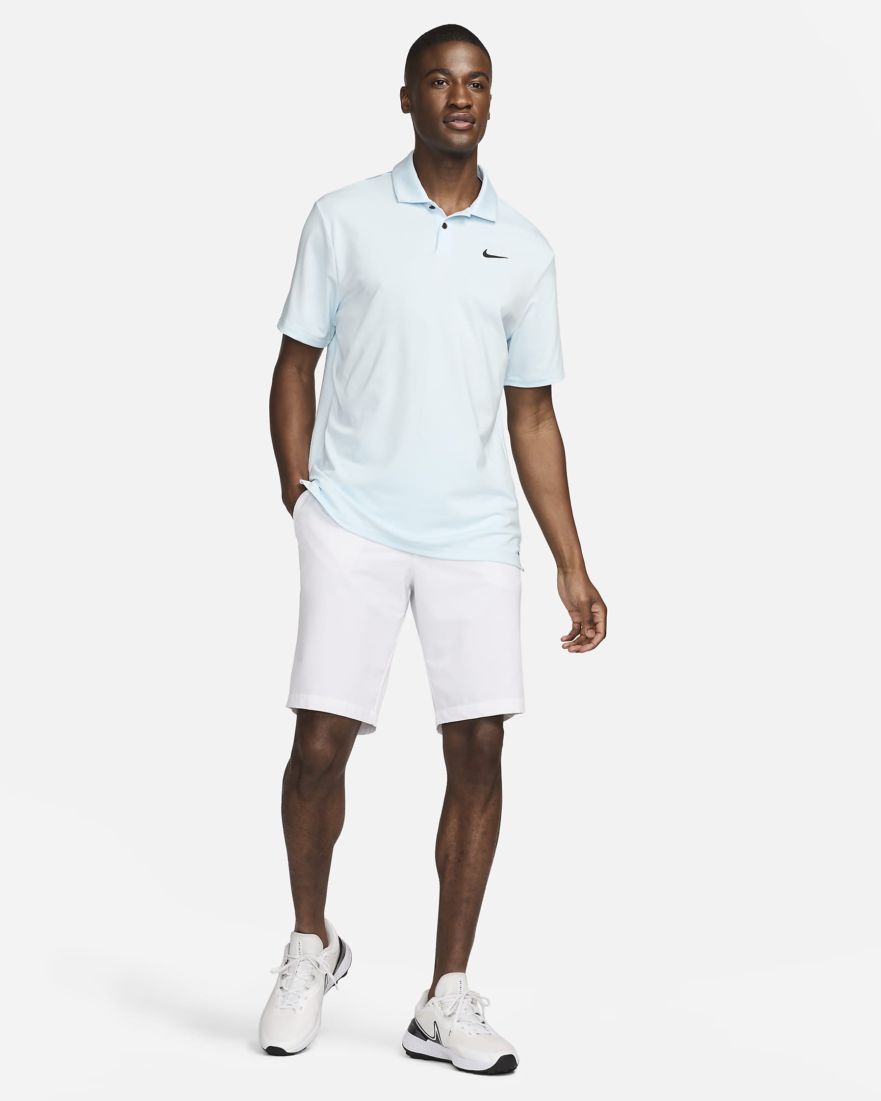 Nike Dri-FIT Tour einfarbiges Golf-Poloshirt für Herren - Glacier Blue/Schwarz