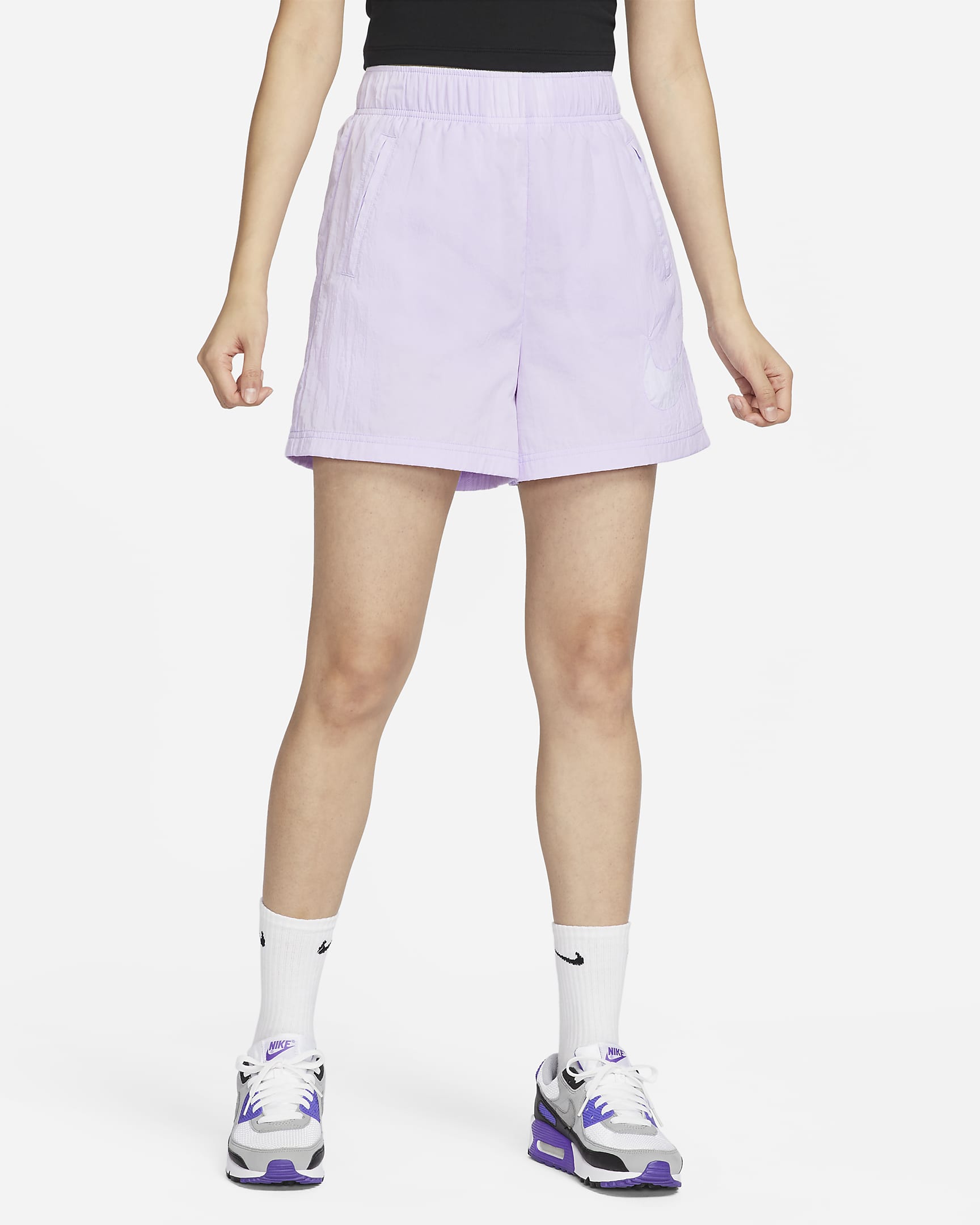 Nike Sportswear Essential Women's High-Rise Woven Shorts - Violet Mist/White