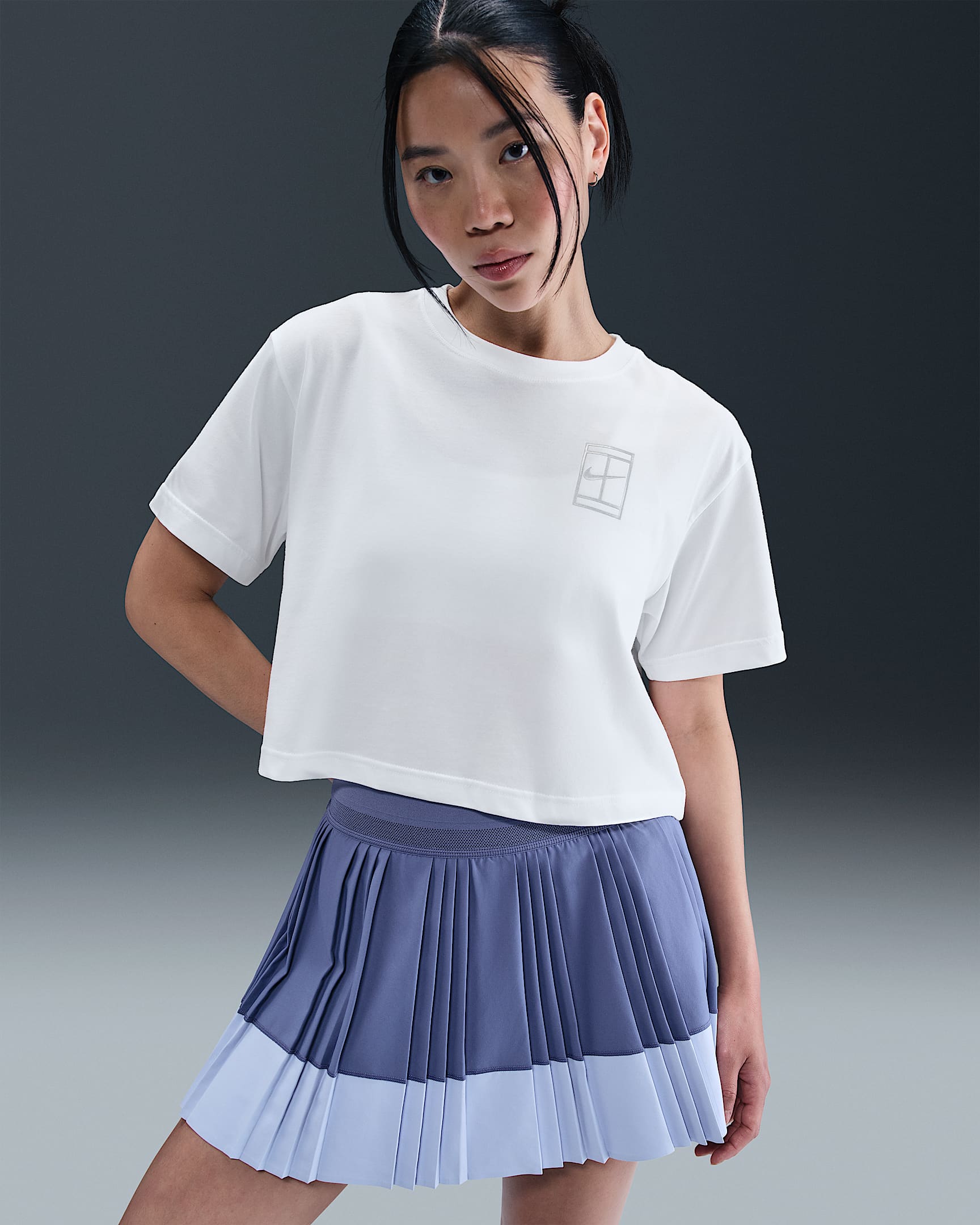 Nike Slam Women's Dri-FIT Short-Sleeve Cropped Tennis T-Shirt - White