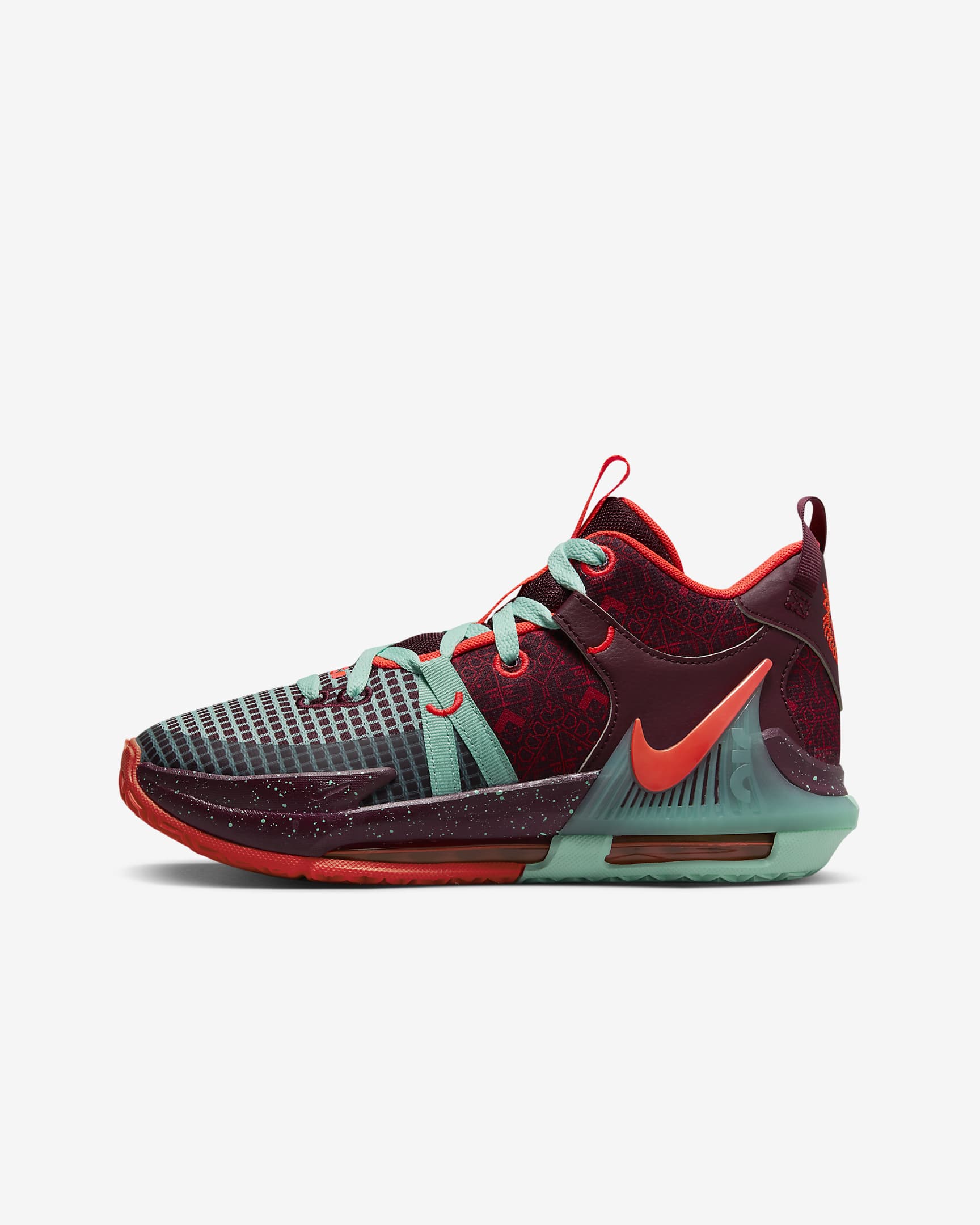 LeBron Witness 7 SE Older Kids' Shoes - Night Maroon/Emerald Rise/Black/Bright Crimson