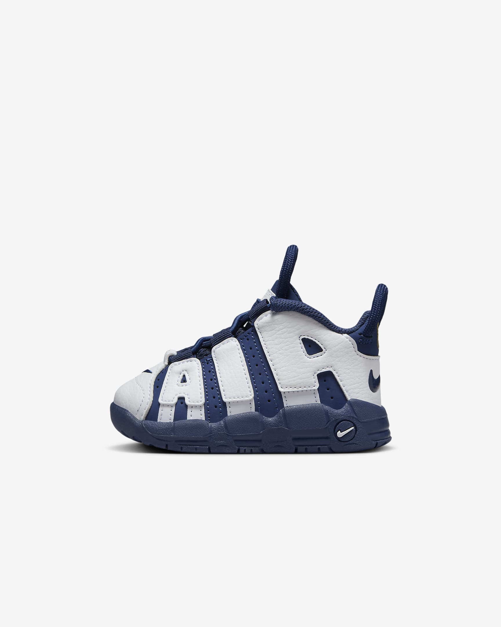 Nike Air More Uptempo Schuh für Babys und Kleinkinder - Weiß/Metallic Gold/University Red/Midnight Navy