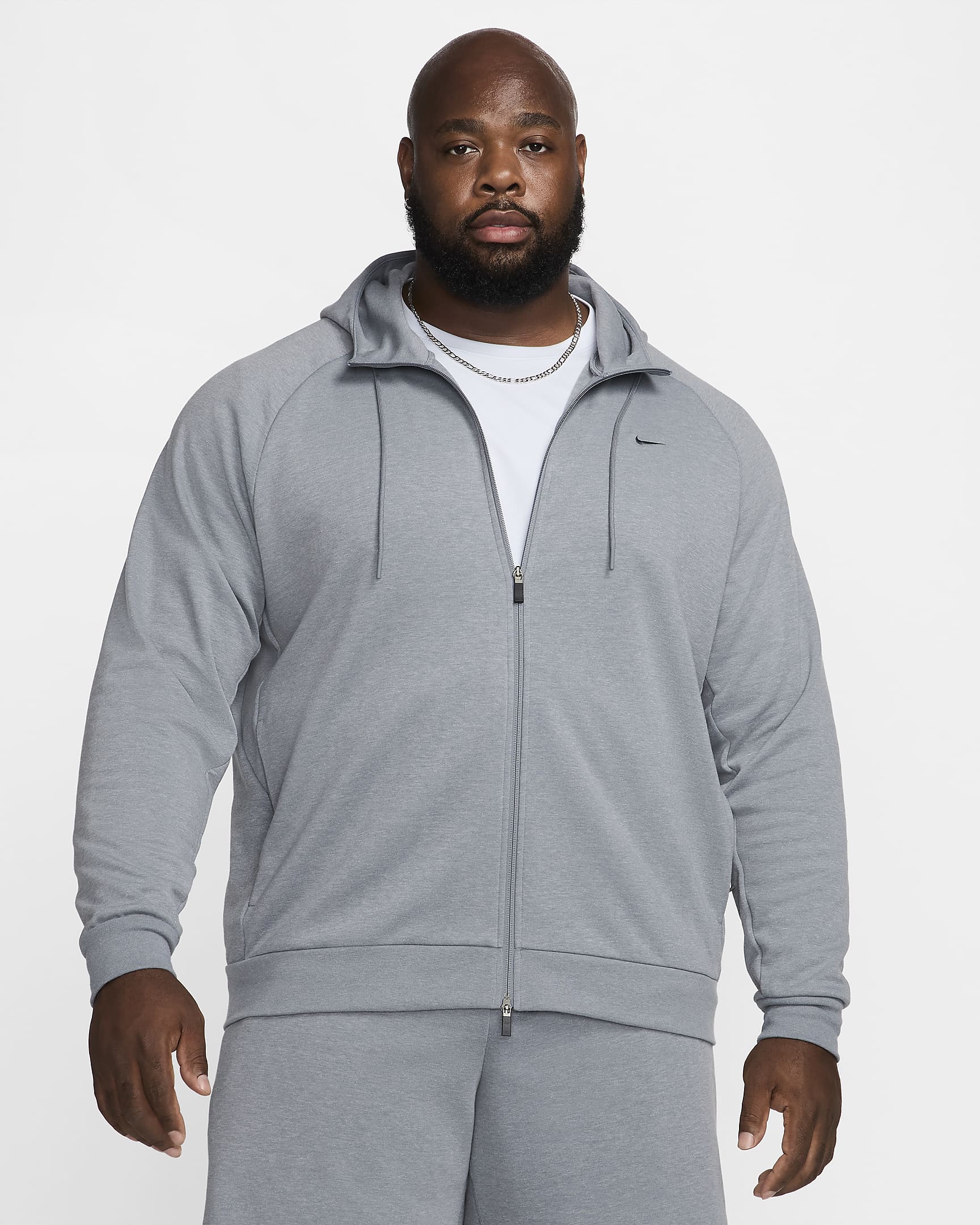 Nike Primary Dri-FIT UV multifunctionele hoodie met rits over de hele lengte voor heren - Cool Grey/Heather/Cool Grey