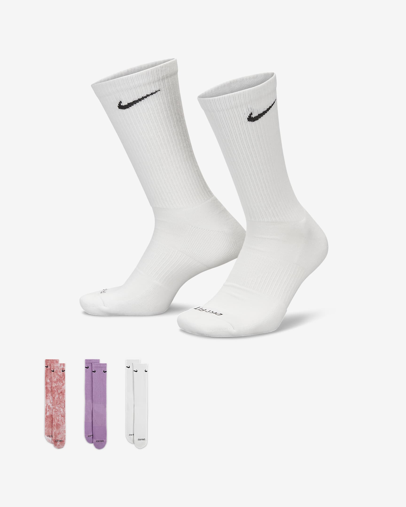 Nike Everyday Plus Cushioned Crew Socks (3 Pairs) - Multi-Color