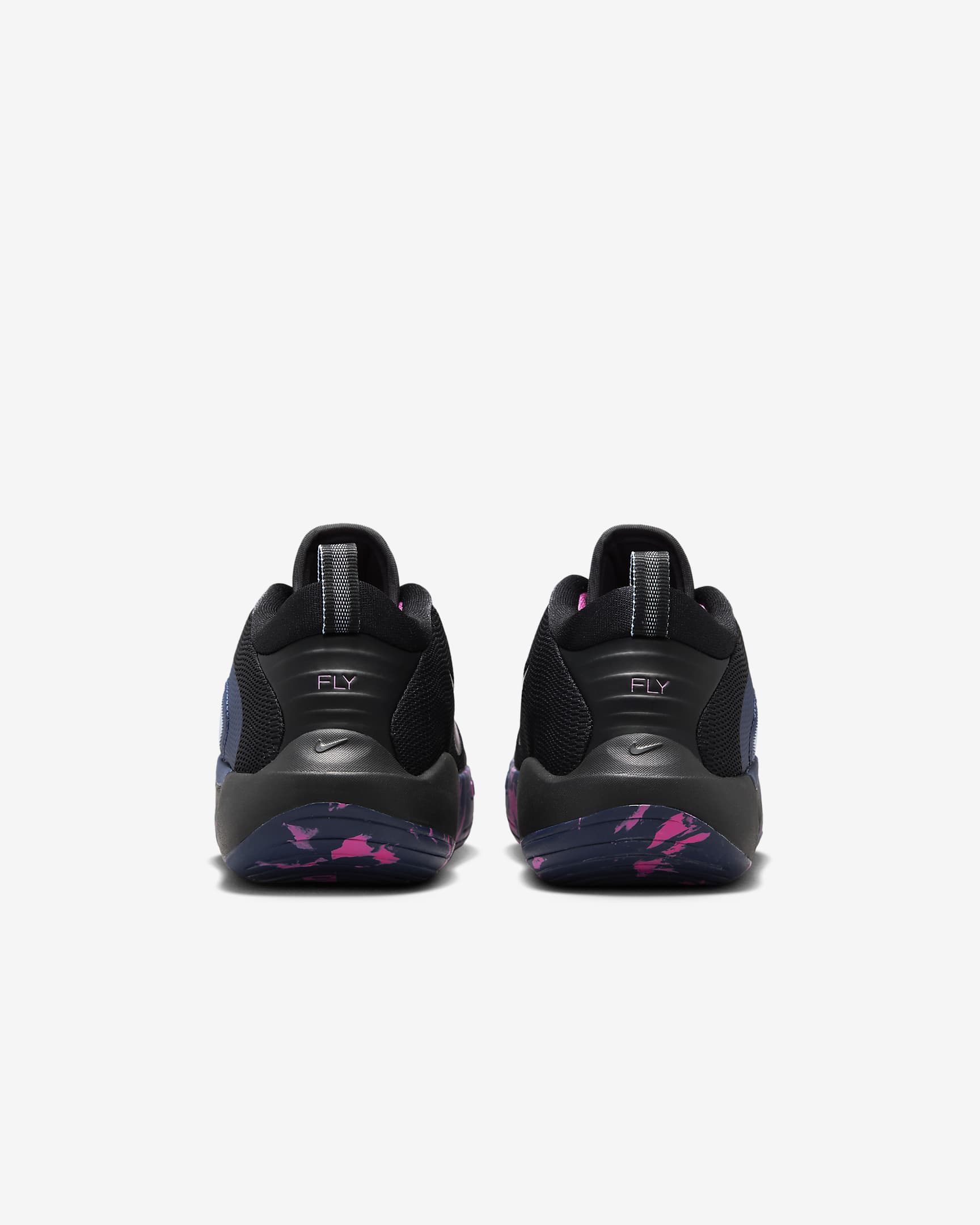 Tenis de básquetbol para niños grandes Nike IsoFly - Negro/Azul marino medianoche/Aluminio/Rosa alegre