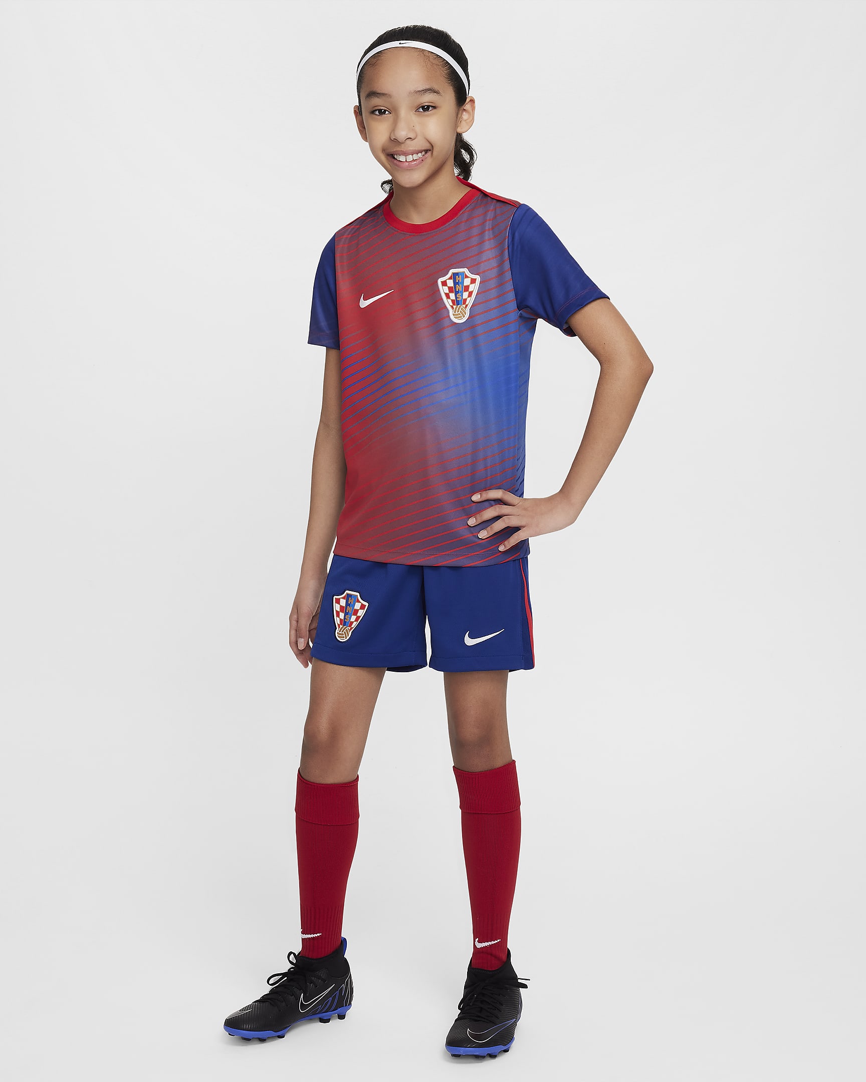 Croatia Academy Pro Older Kids' Nike Dri-FIT Football Short-Sleeve Top - Deep Royal Blue/Hyper Royal/University Red/White