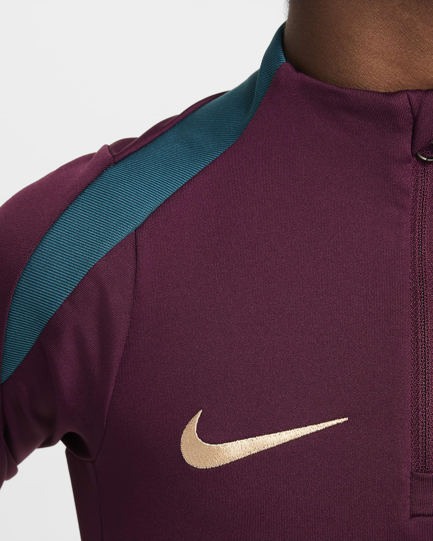 Haut d'entraînement de football Nike Dri-FIT Paris Saint-Germain Strike pour ado - Bordeaux/Bordeaux/Geode Teal/Guava Ice