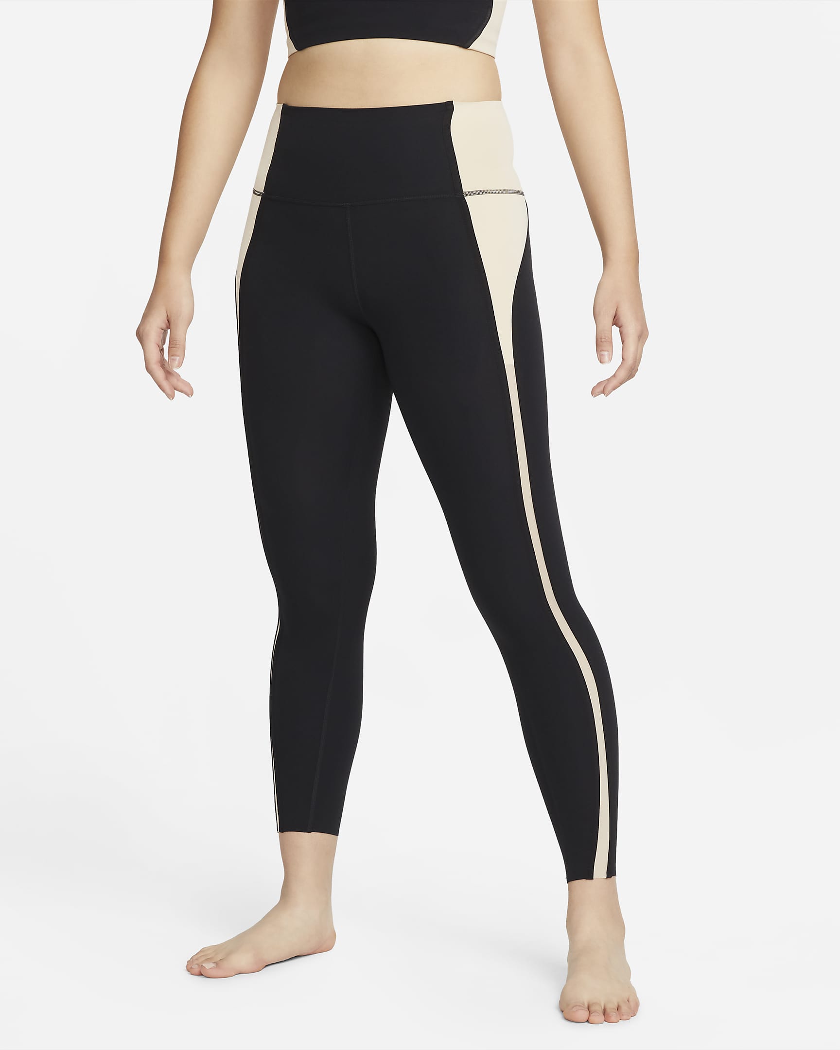 เลกกิ้งเอวสูงผู้หญิง 7/8 ส่วน Nike Yoga Luxe - ดำ/Sanddrift/ดำ/Iron Grey