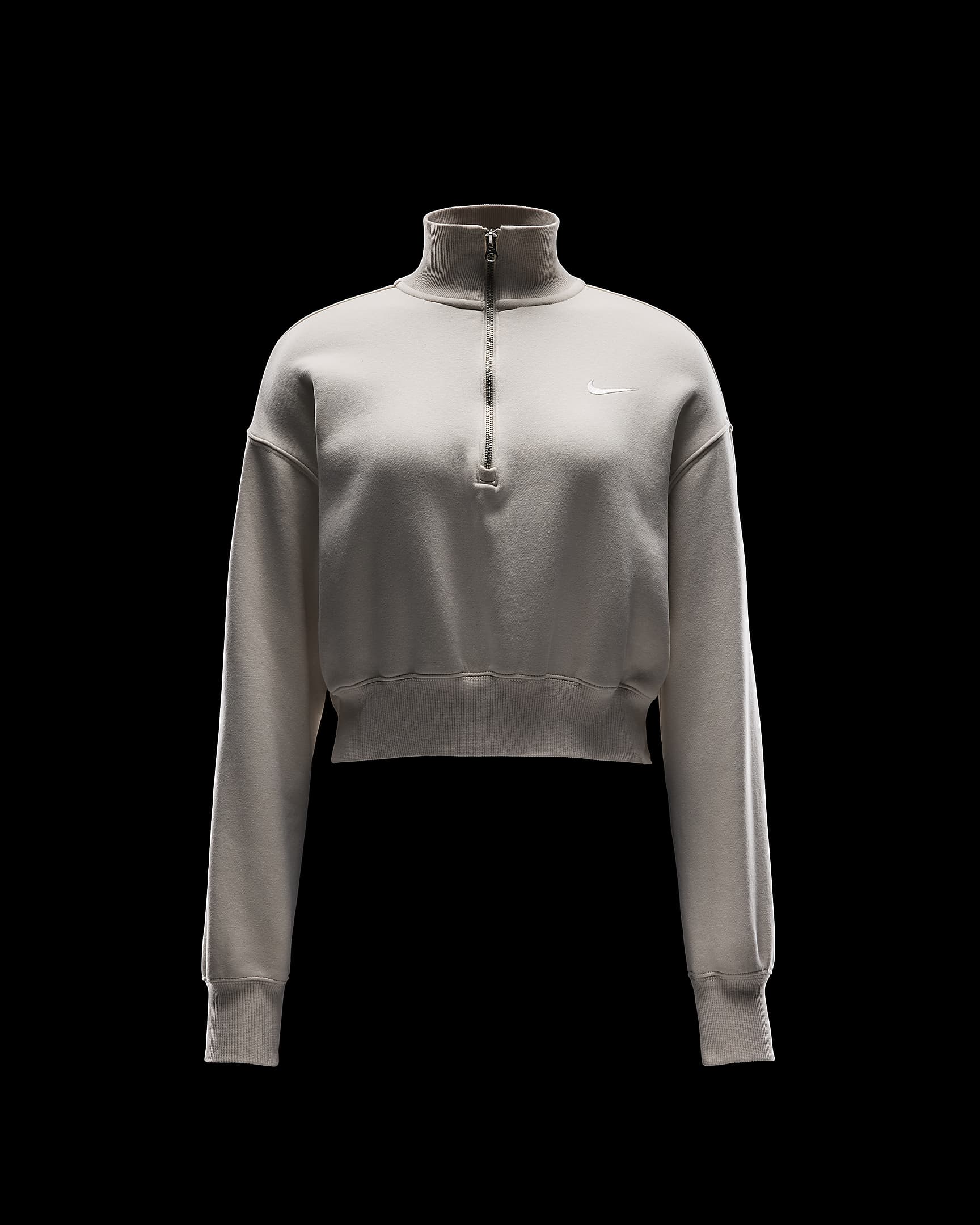 Nike Sportswear Phoenix Fleece Women's 1/2-Zip Cropped Sweatshirt - Light Orewood Brown/Sail