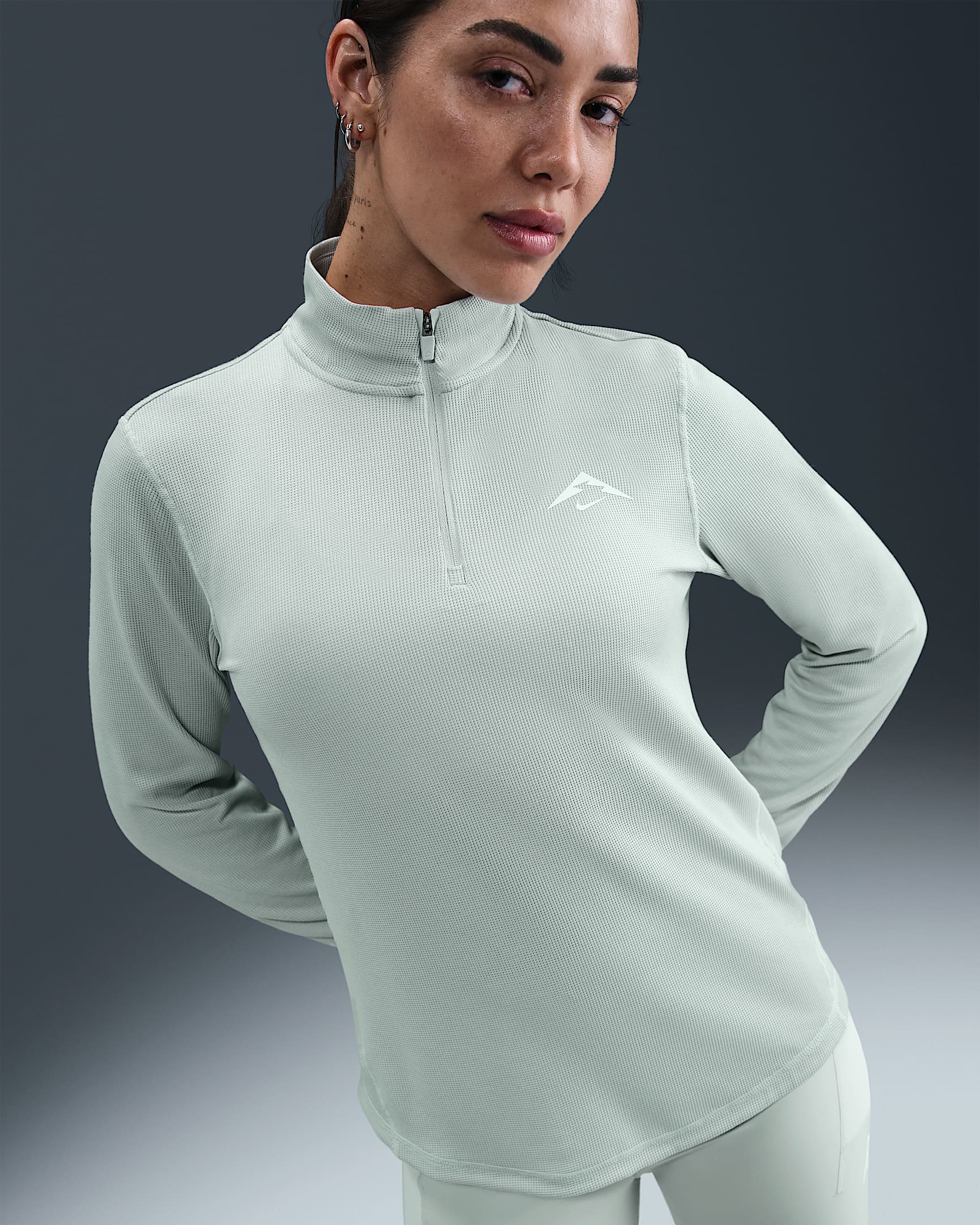 Nike Trail Women's Dri-FIT 1/4-Zip Running Mid-Layer Top - Light Silver/Summit White