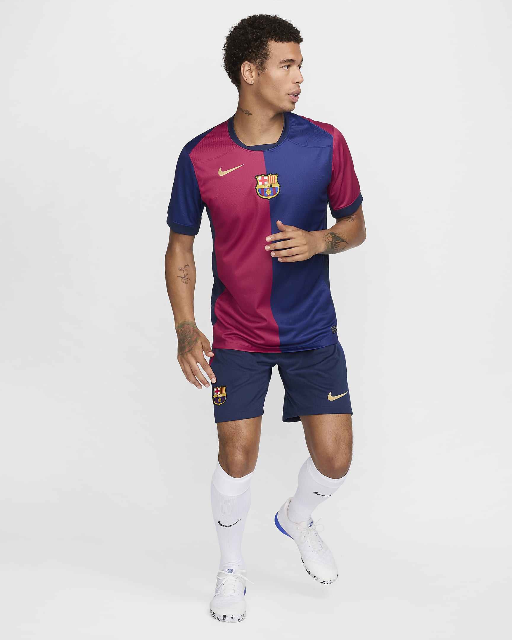 F.C. Barcelona 2024/25 Stadium Home Men's Nike Dri-FIT Football Replica Shirt - Deep Royal Blue/Midnight Navy/Noble Red/Club Gold