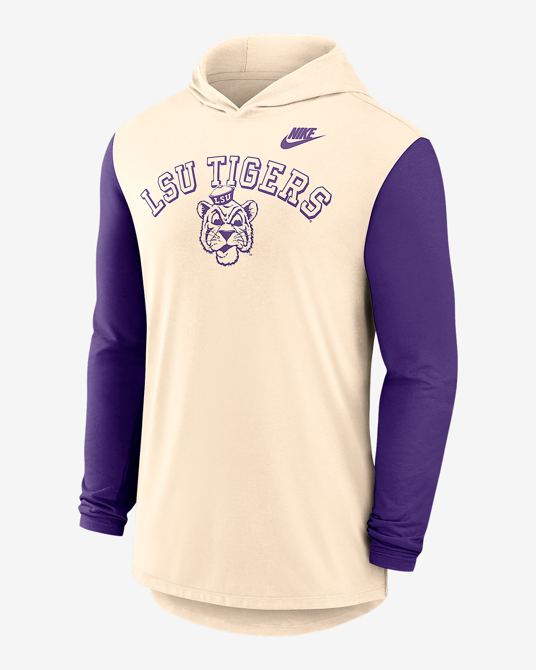 Playera de manga larga universitaria Nike Dri-FIT con gorro para hombre LSU Legacy - Natural