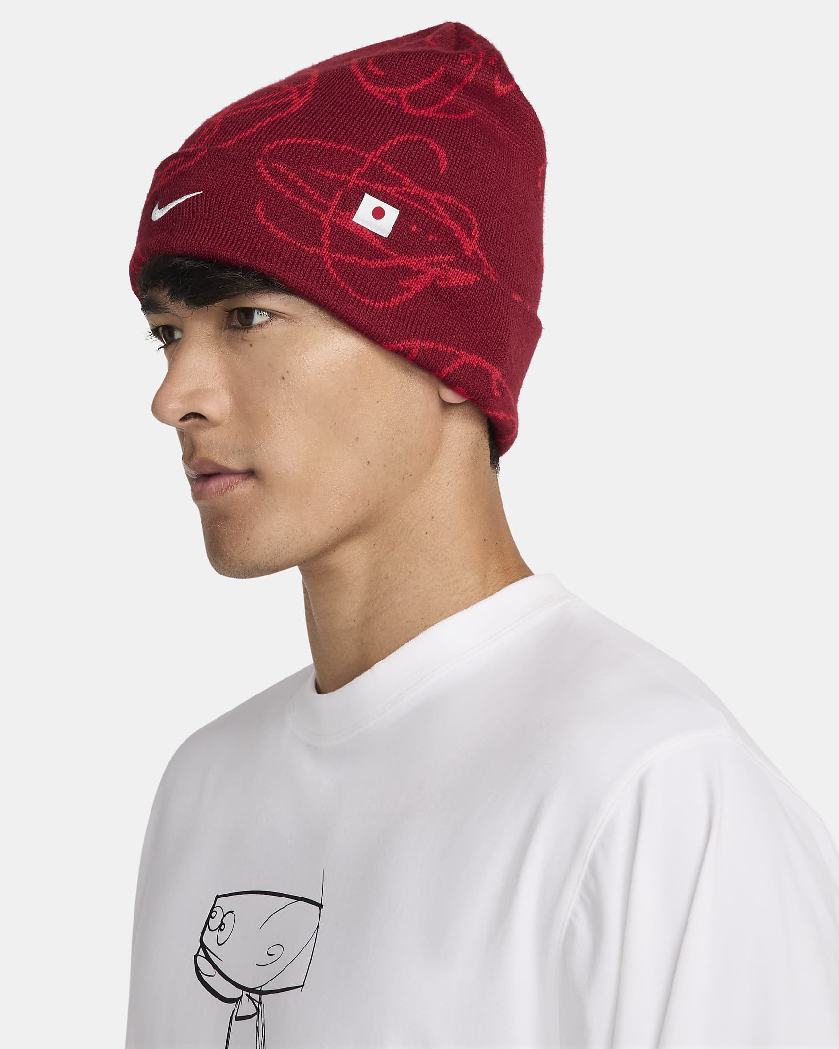 Japan Peak Nike Breaking Beanie - Team Red/White