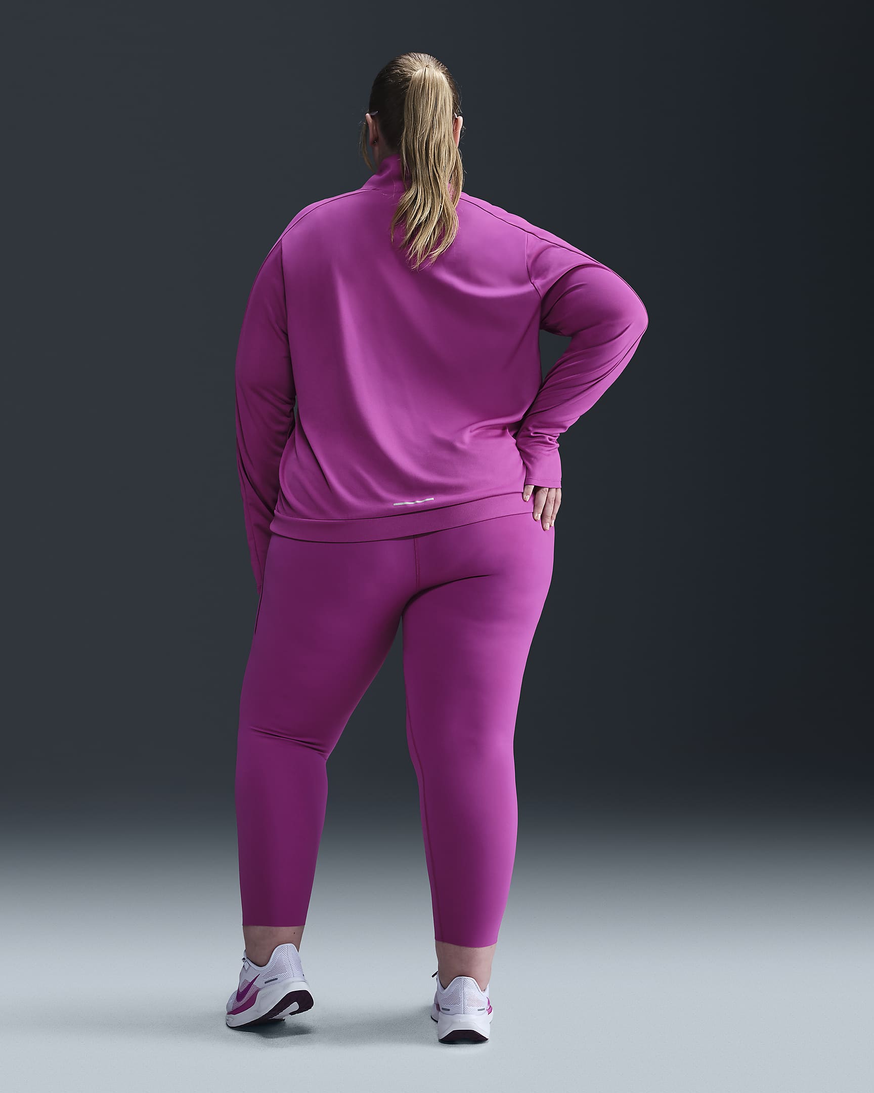 Nike Swoosh Women's Dri-FIT 1/4-Zip Mid Layer (Plus Size) - Hot Fuchsia/Light Wild Mango