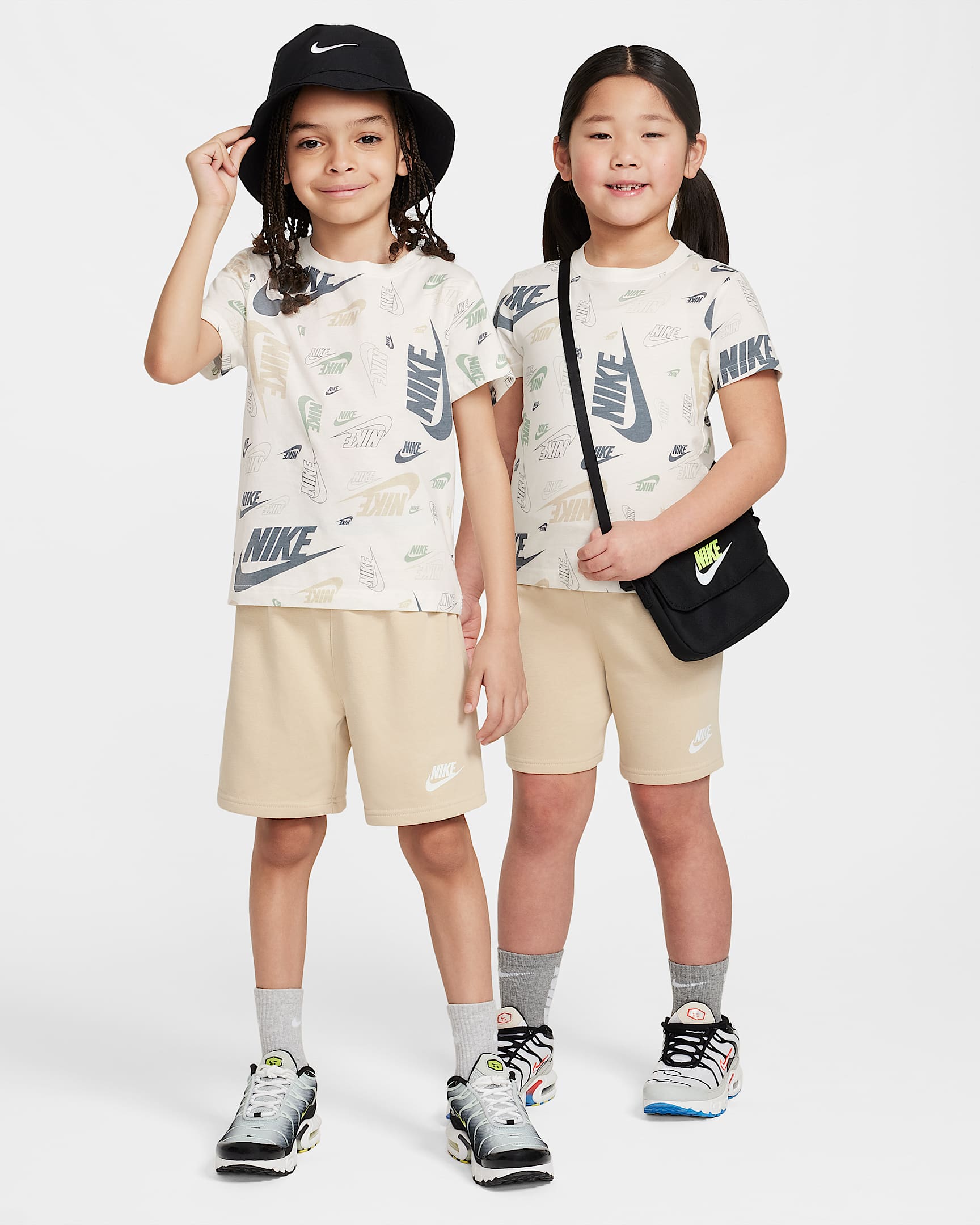 Nike Younger Kids' Printed T-Shirt and Lightweight French Terry Shorts Set - Sand Drift