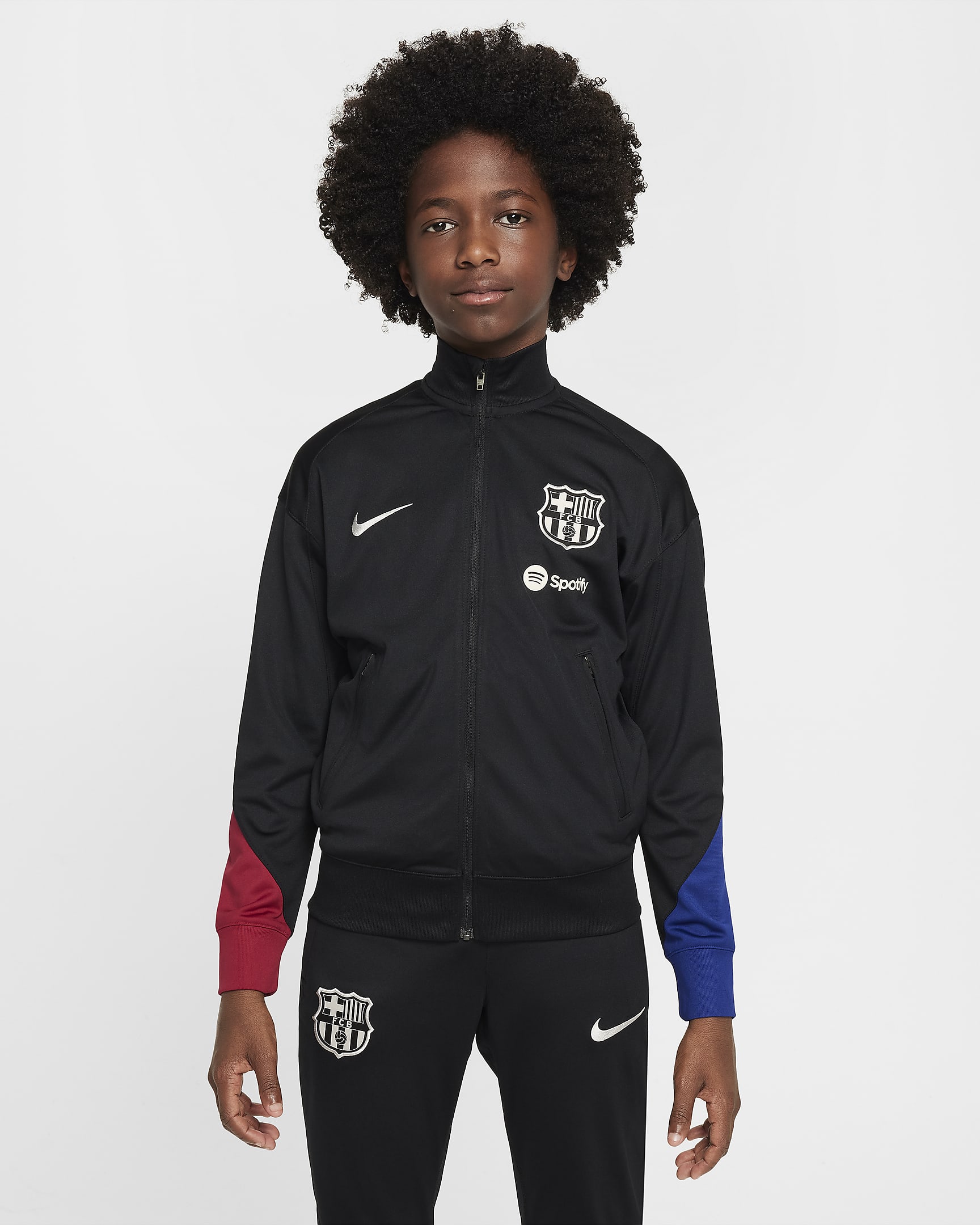 F.C. Barcelona Strike Older Kids' Nike Dri-FIT Football Knit Tracksuit - Black/Noble Red/Deep Royal Blue/Light Orewood Brown