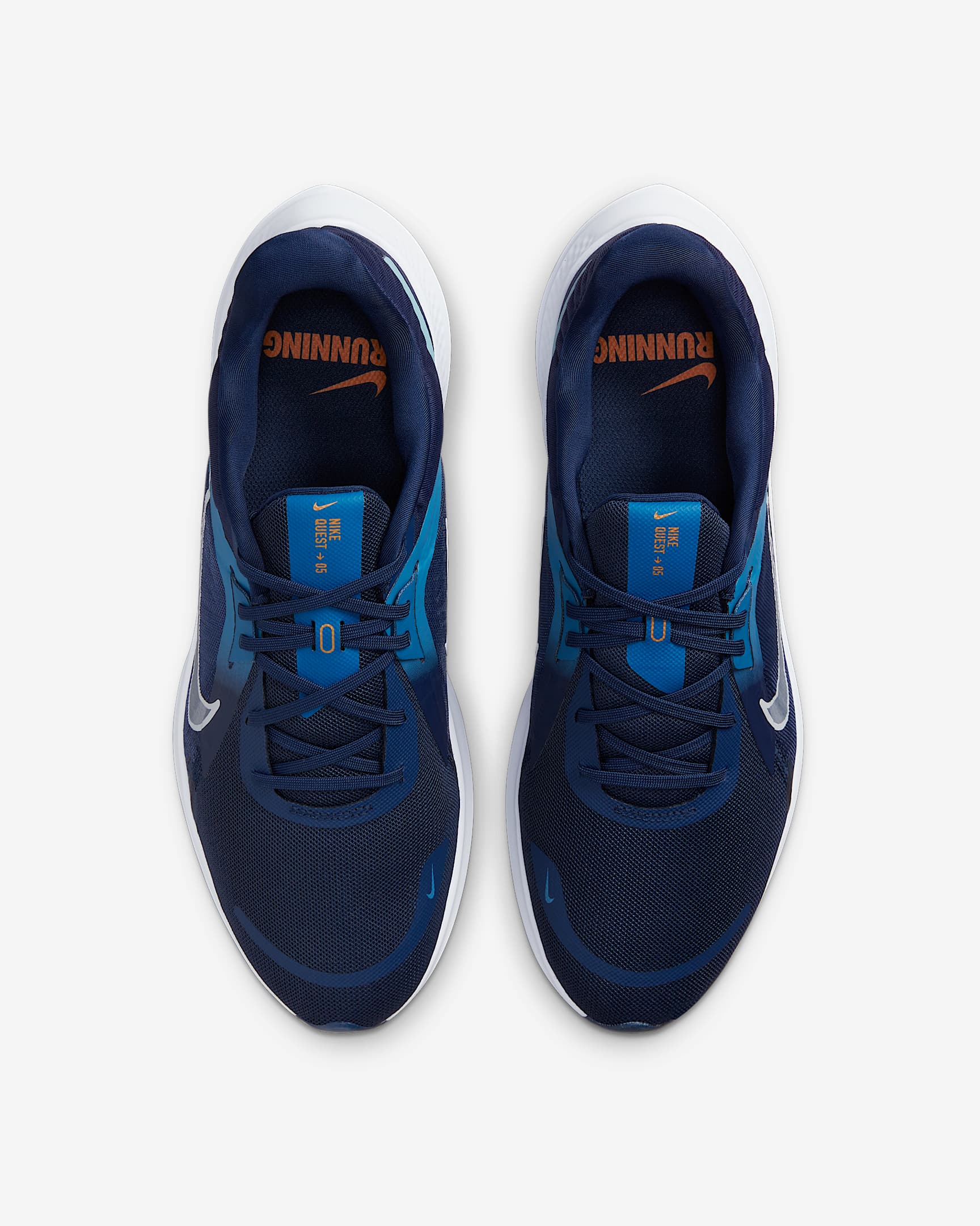 Nike Quest 5 Men's Road Running Shoes - Midnight Navy/Dark Marina Blue/Worn Blue/Pure Platinum