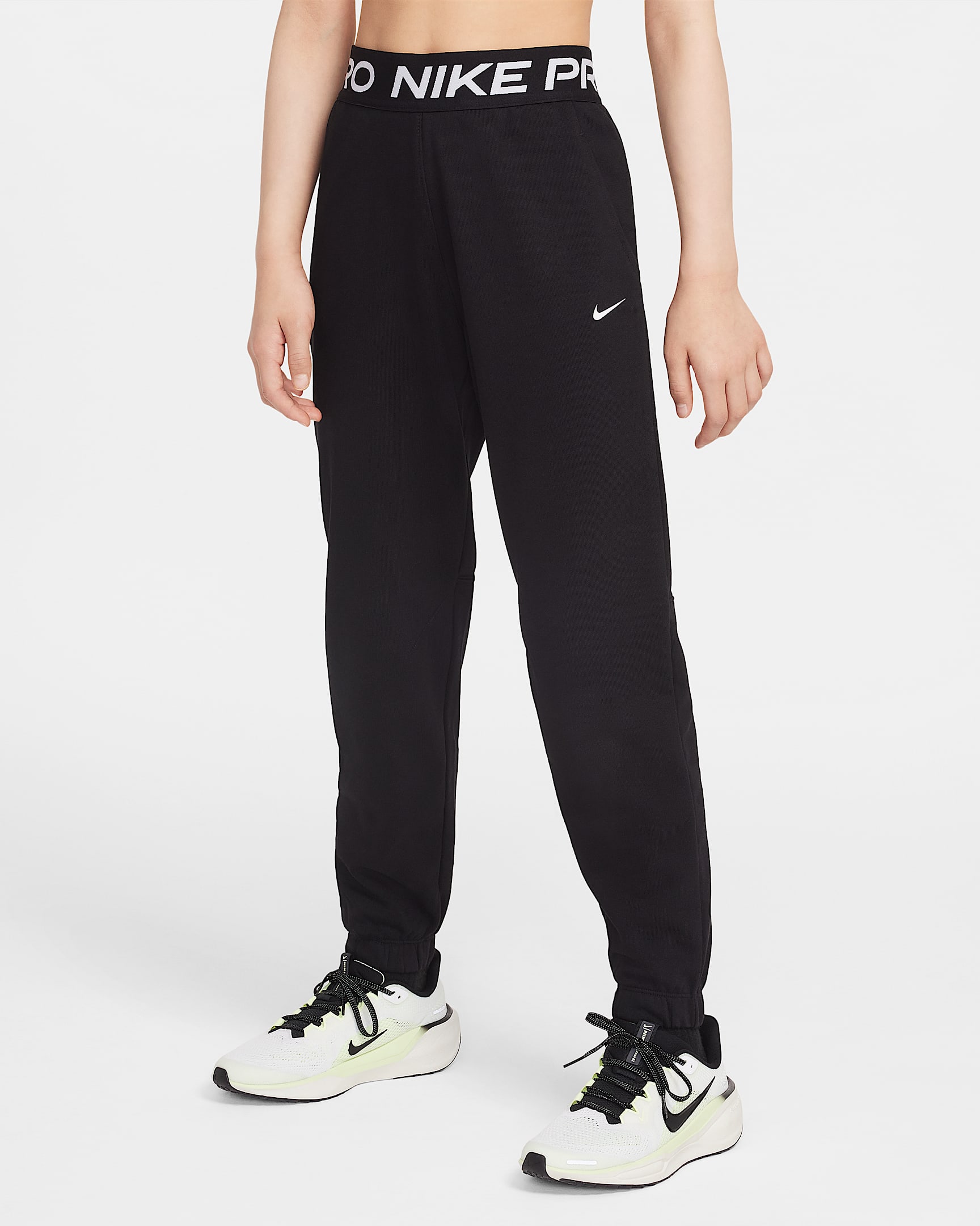 Nike Pro Fleece Older Kids' (Girls') Dri-FIT Joggers - Black/Black/Black/White