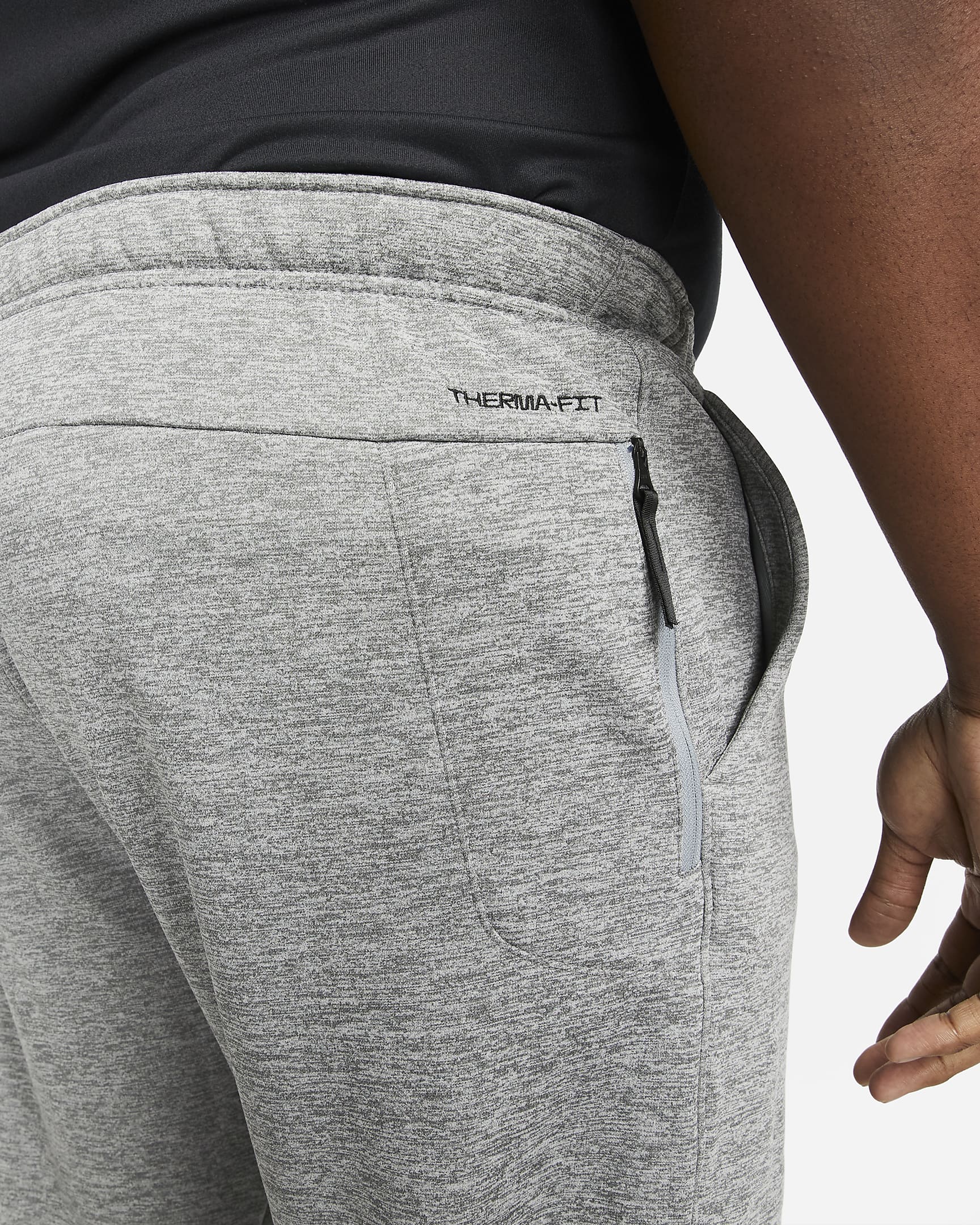 Pantalon de fitness fuselé Therma-FIT Nike Therma pour homme - Dark Grey Heather/Particle Grey/Noir