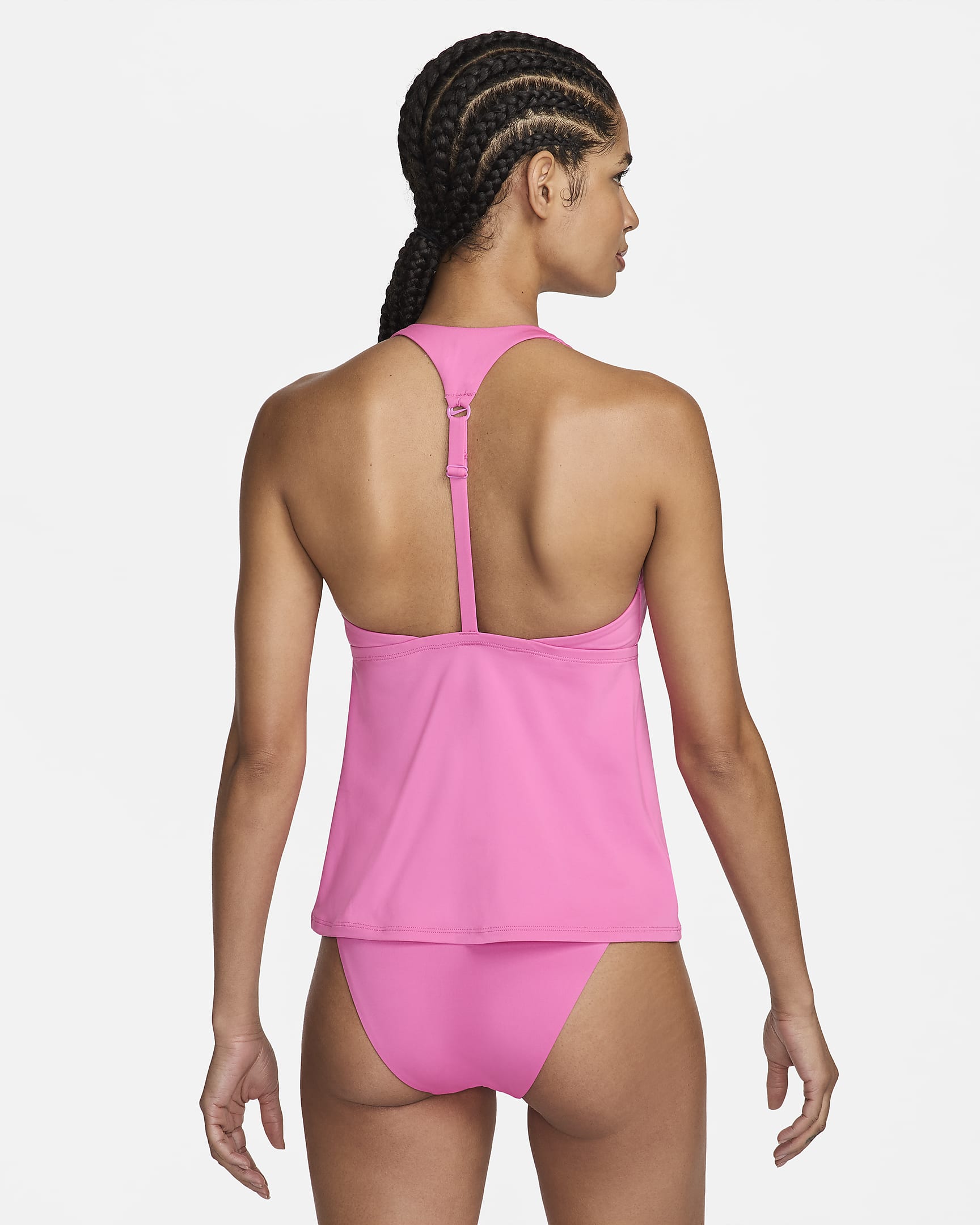 Top tankini de cuello cuadrado para mujer Nike Swim Essential - Rosa alegre