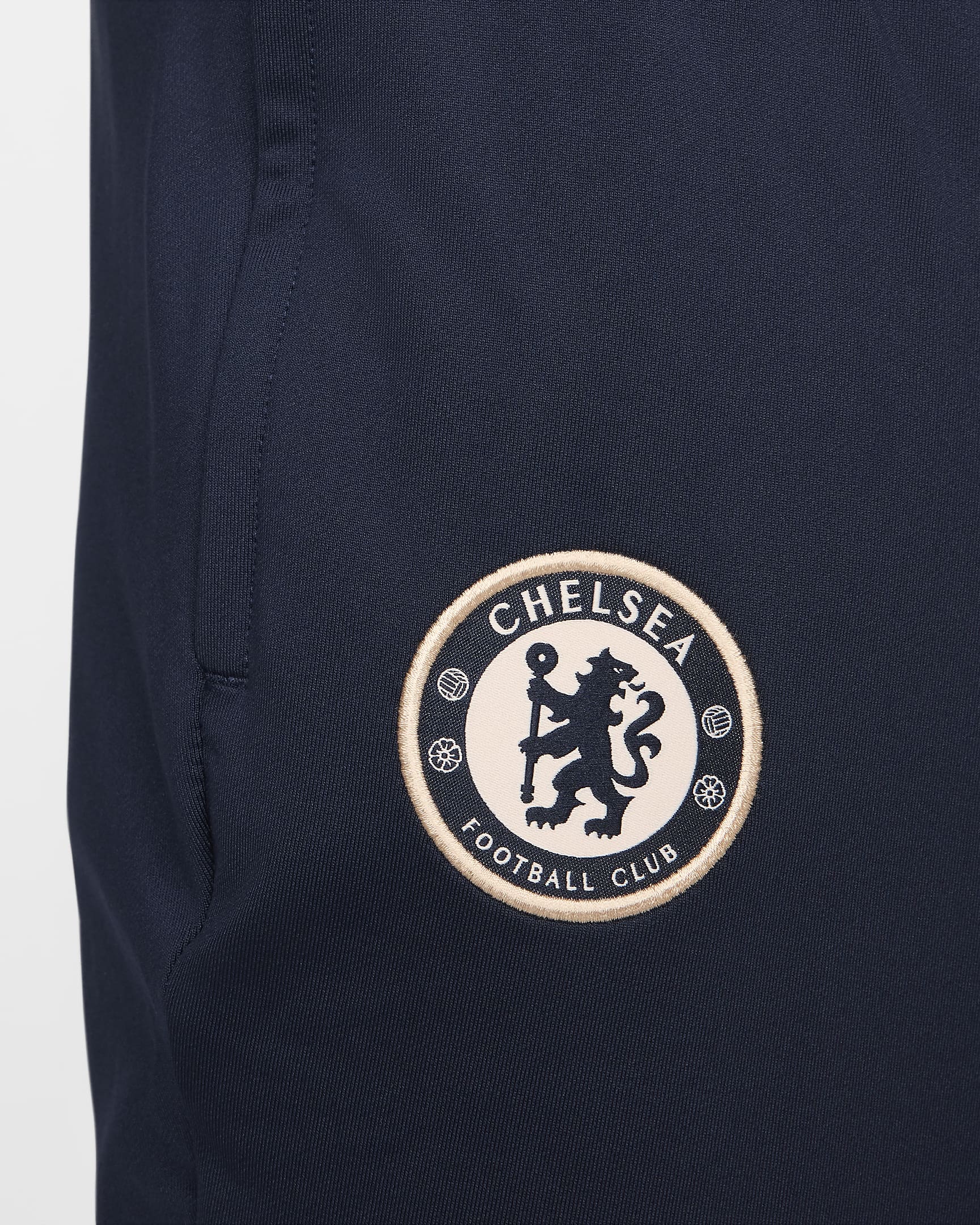 Chelsea F.C. Strike Men's Nike Dri-FIT Football Knit Pants - Obsidian/Light Photo Blue/Guava Ice