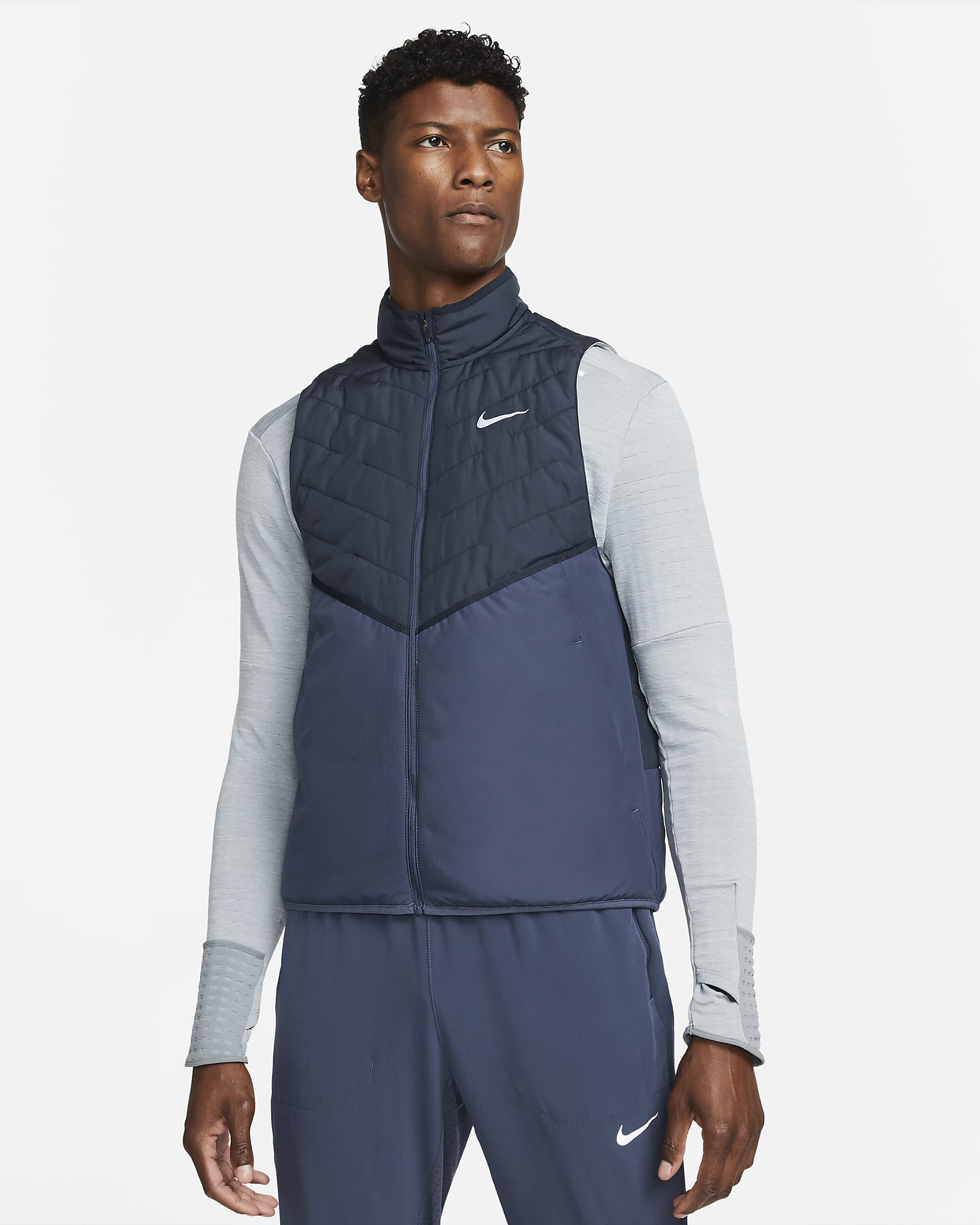 Chaleco de running con relleno sintético para hombre Nike Therma-FIT Repel - Obsidiana oscuro/Trueno azul