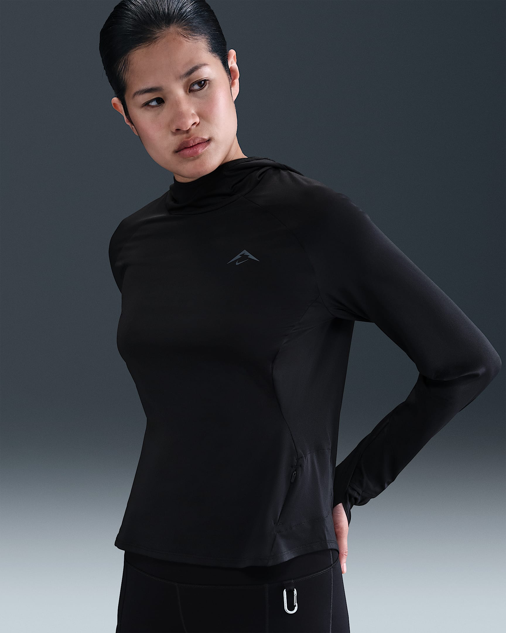 Nike Trail Women's UV Protection Hooded Mid Layer - Black/Black
