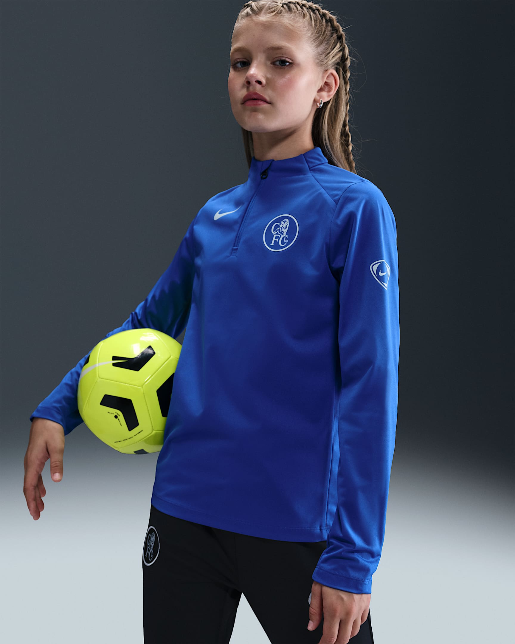 Chelsea FC Strike Derde Nike Total 90 knit voetbaltrainingstop met Dri-FIT voor kids - Game Royal/Game Royal/Field Silver