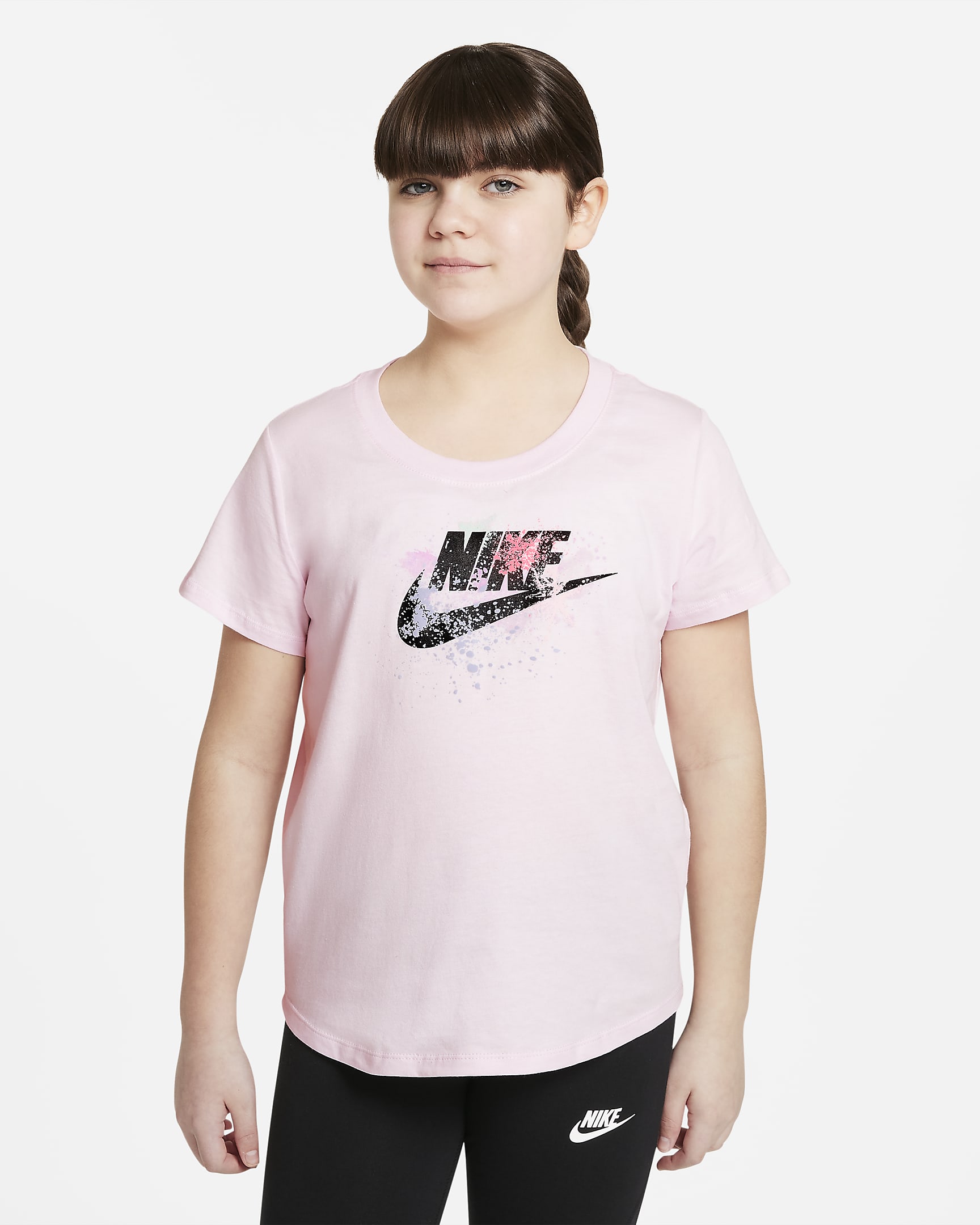Nike Sportswear Big Kids' (Girls') T-Shirt (Extended Size) - Pink Foam